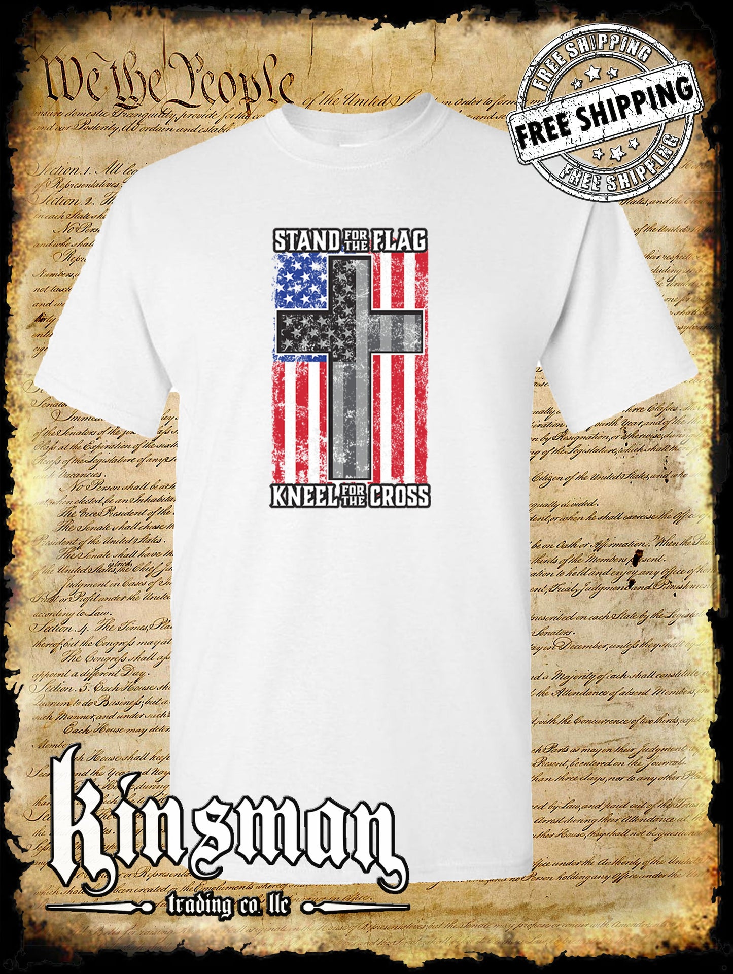 Stand for the Flag Kneel for the Cross T-Shirt American Flag Cross USA