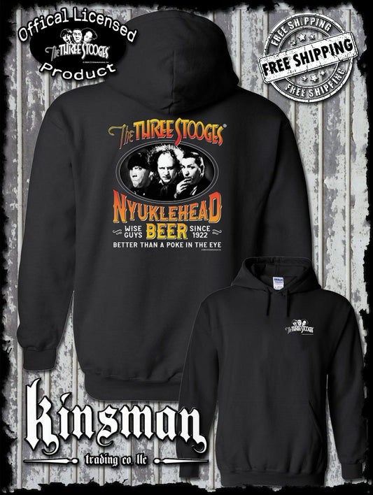 Three Stooges Nyuklehead Beer Label 2-Sided Hoodie / Sweatshirt