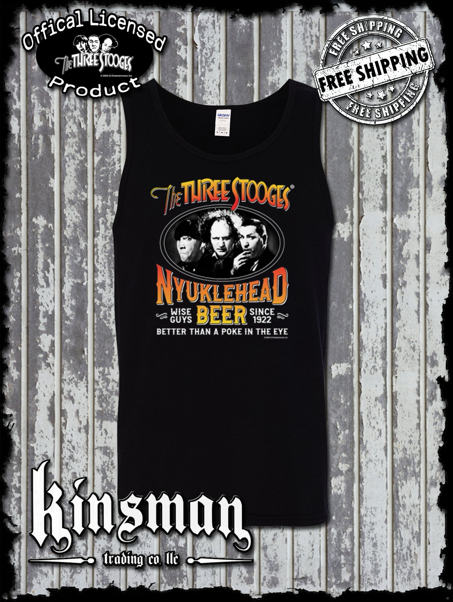 Three Stooges Nyuklehead Beer Label Tank Top T-Shirt
