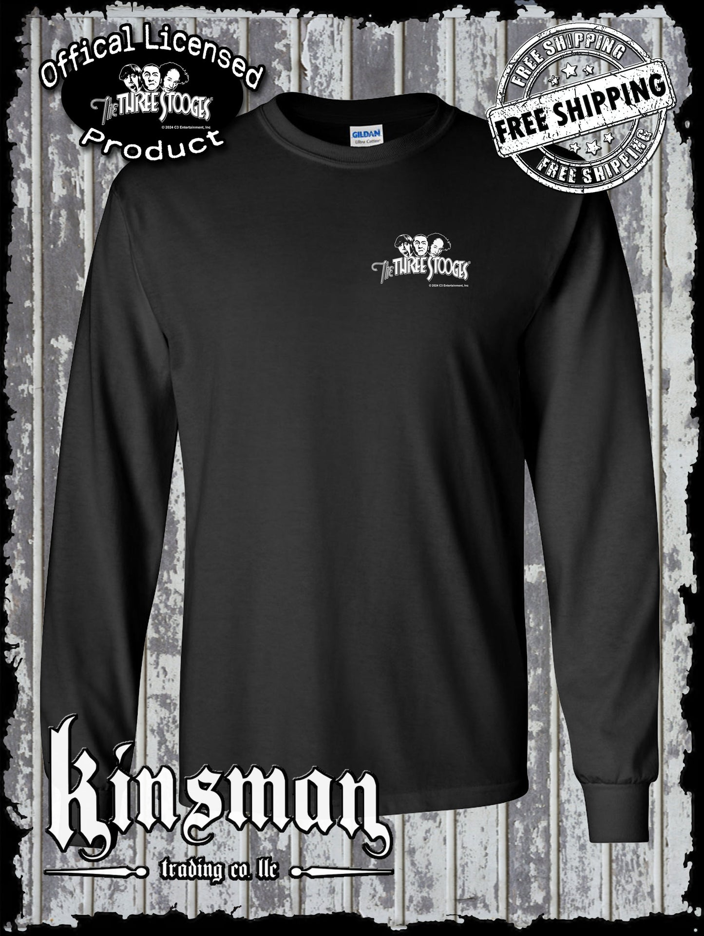 Three Stooges Logo Crest Long Sleeve T-Shirt