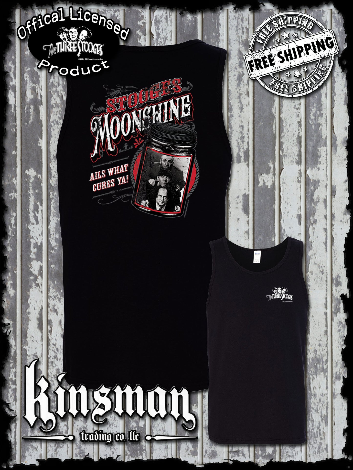 Three Stooges Moonshine 2-Sided Tank Top T-Shirt