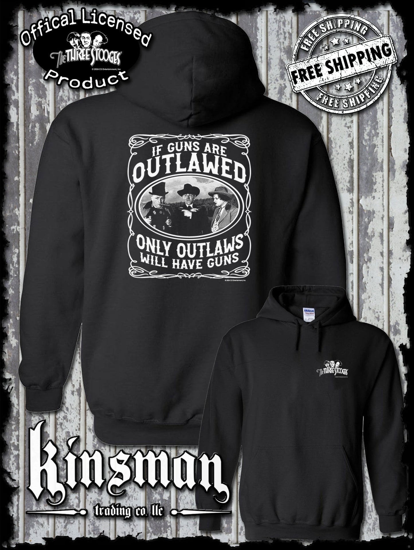 Three Stooges Outlaws 2nd Amendment Hoodie / Sweatshirt