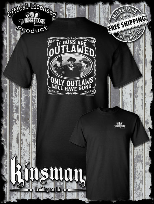 Three Stooges Outlaws 2nd Amendment 2-Sided T-Shirt