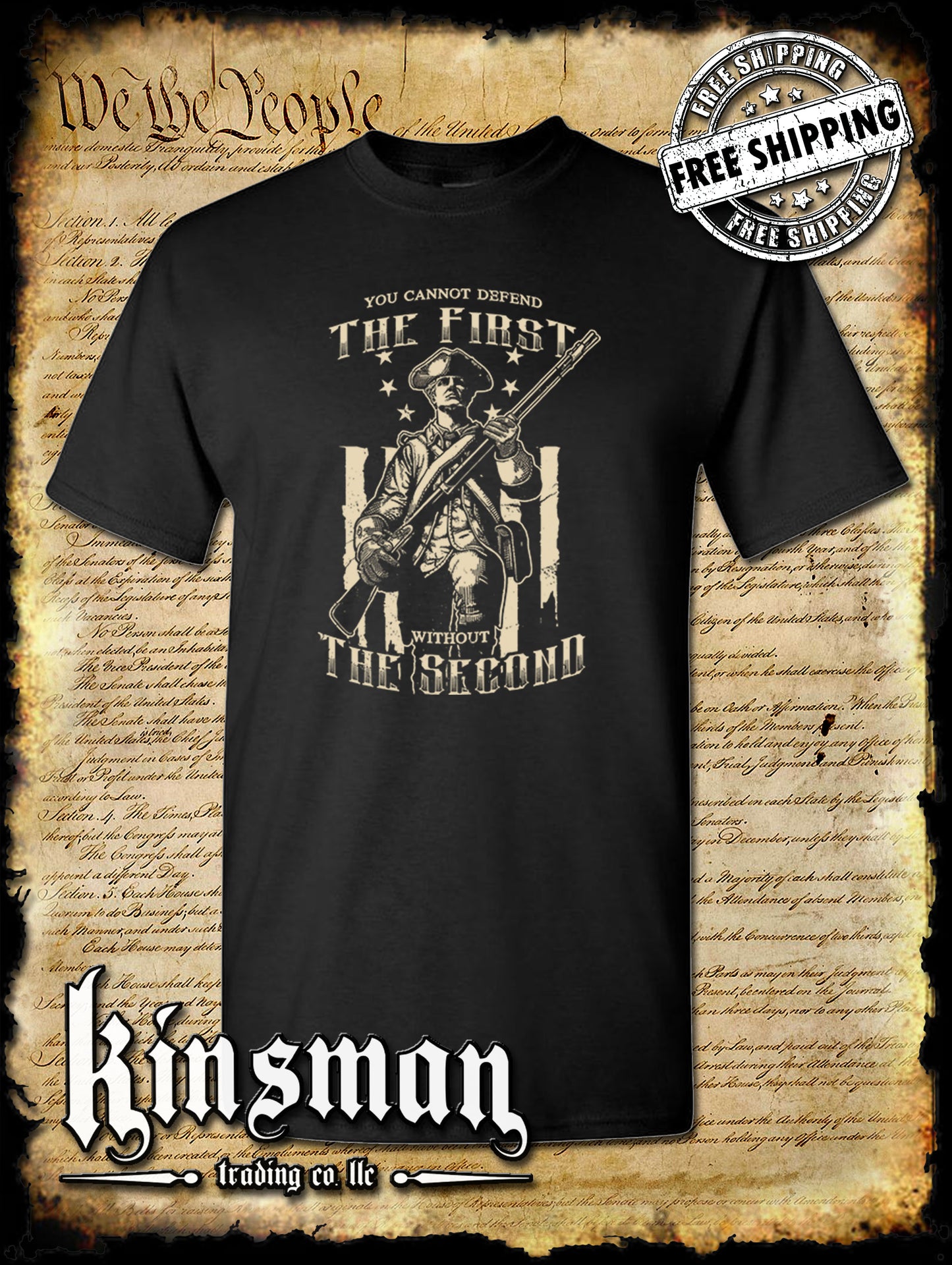 Patriot T-Shirt / Cannot Defend The 1st Without the 2nd Amendment Pro-Gun USA