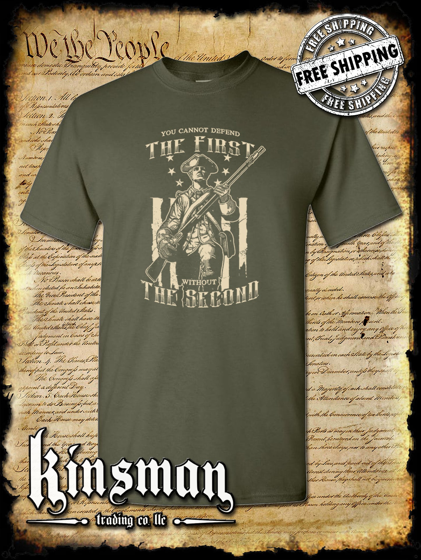 Patriot T-Shirt / Cannot Defend The 1st Without the 2nd Amendment Pro-Gun USA