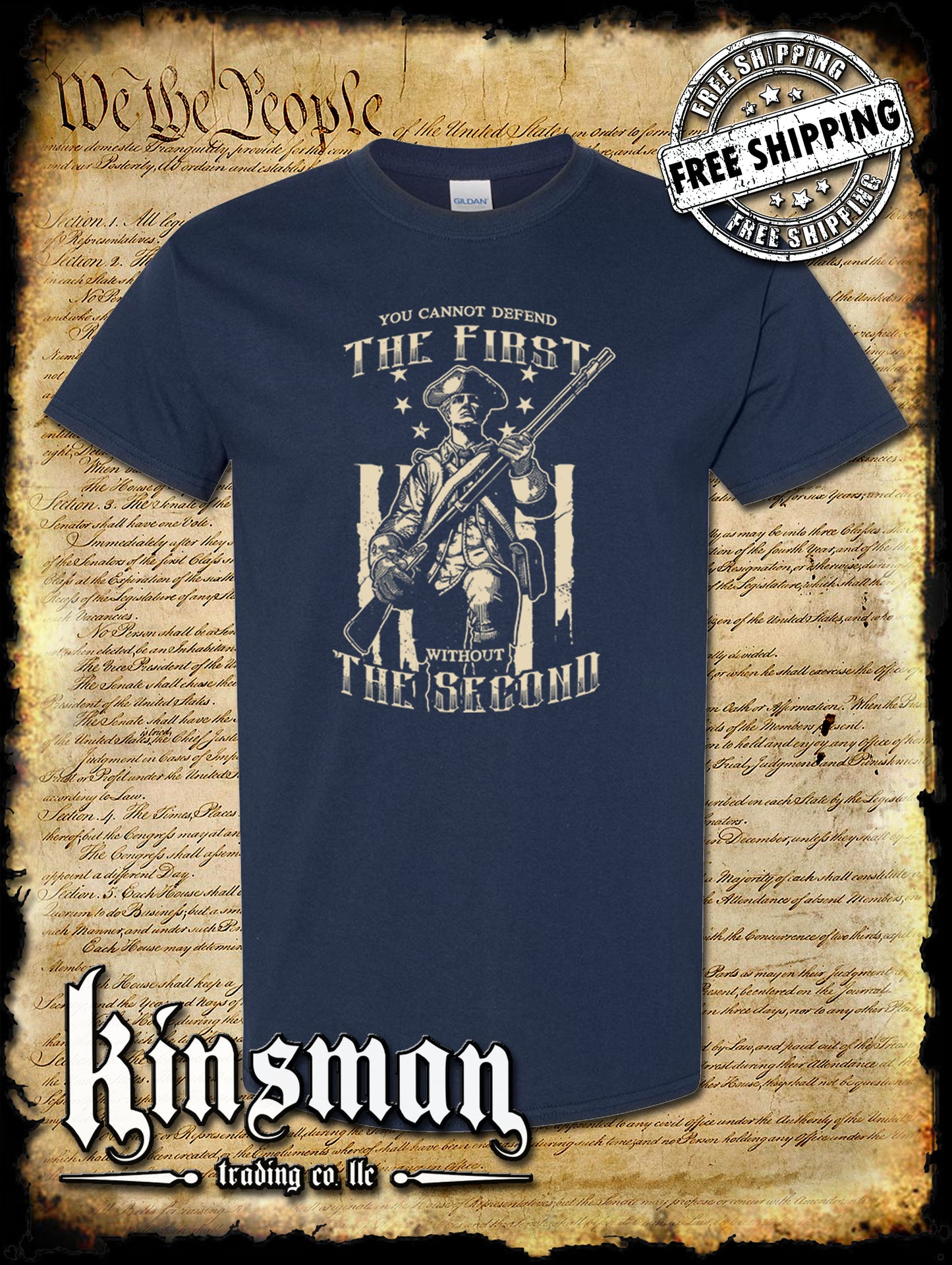 Patriot T-Shirt / Cannot Defend The 1st Without the 2nd Amendment Pro-Gun USA