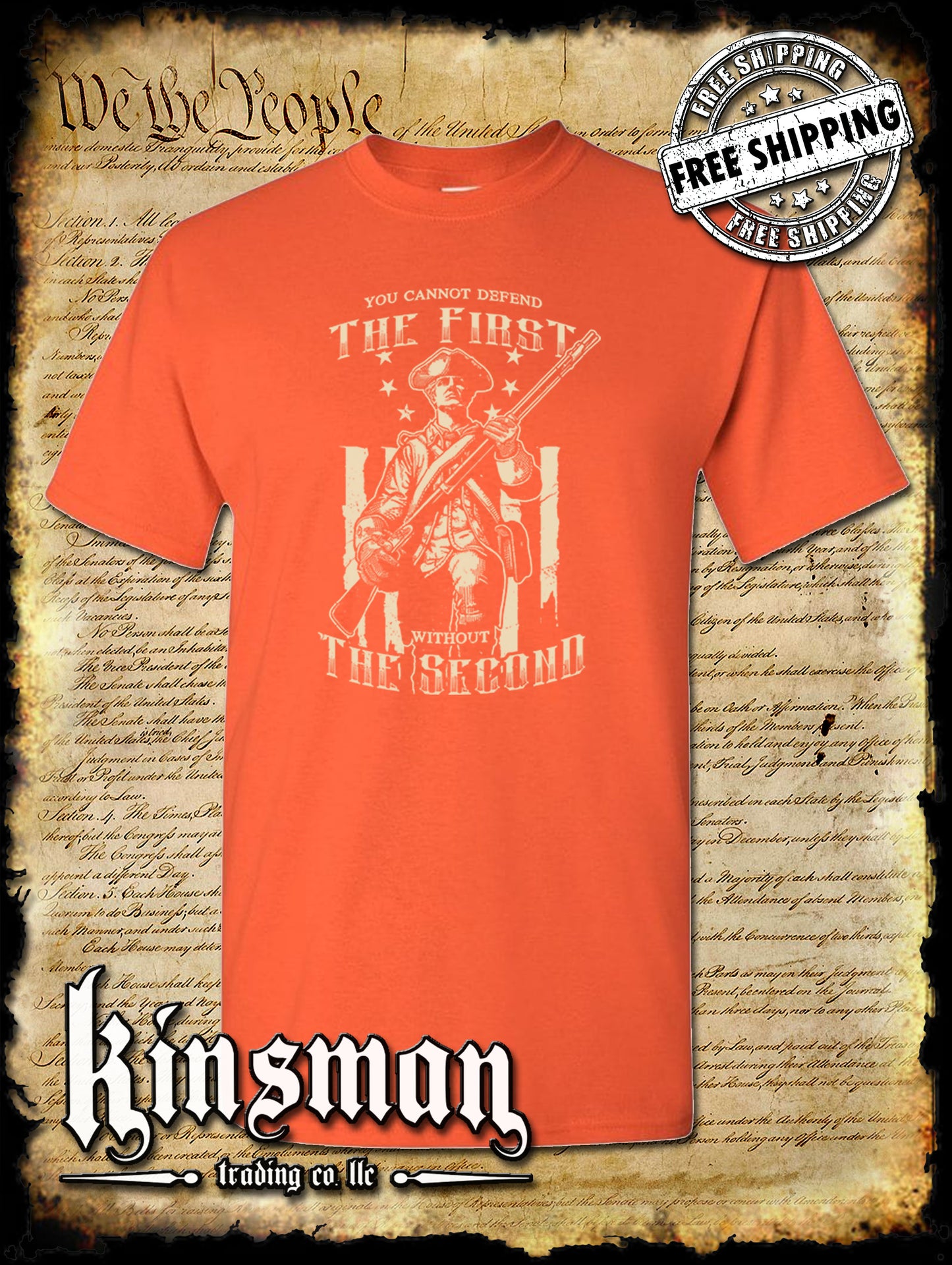 Patriot T-Shirt / Cannot Defend The 1st Without the 2nd Amendment Pro-Gun USA