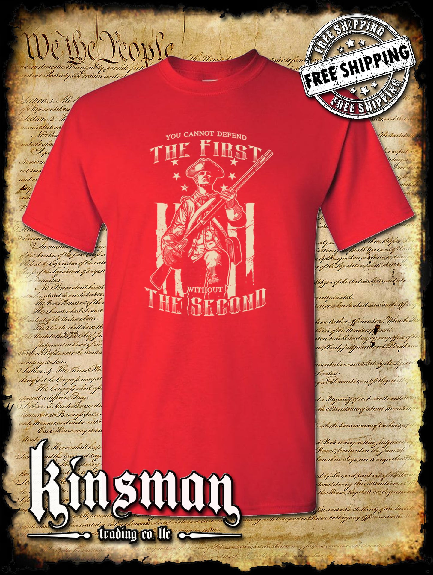 Patriot T-Shirt / Cannot Defend The 1st Without the 2nd Amendment Pro-Gun USA