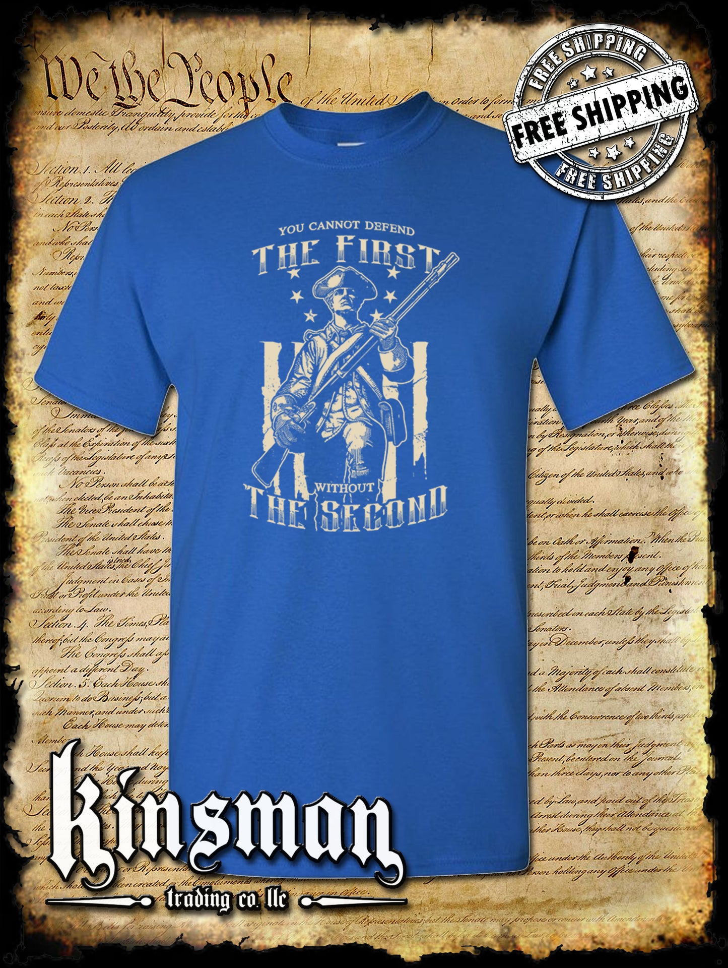 Patriot T-Shirt / Cannot Defend The 1st Without the 2nd Amendment Pro-Gun USA