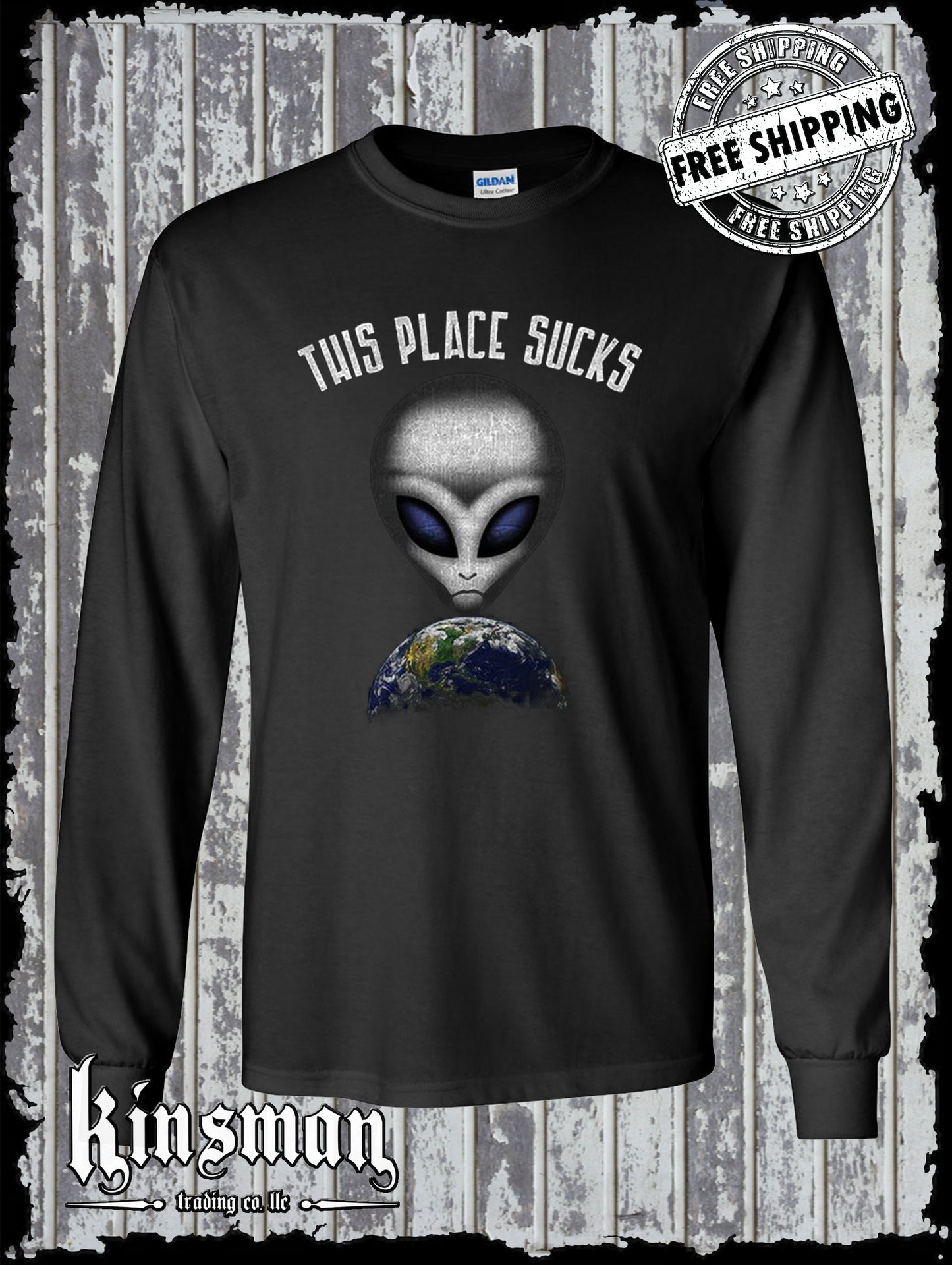This Place Sucks Alien Long Sleeve T-Shirt - Funny UFO Earth Science Fiction