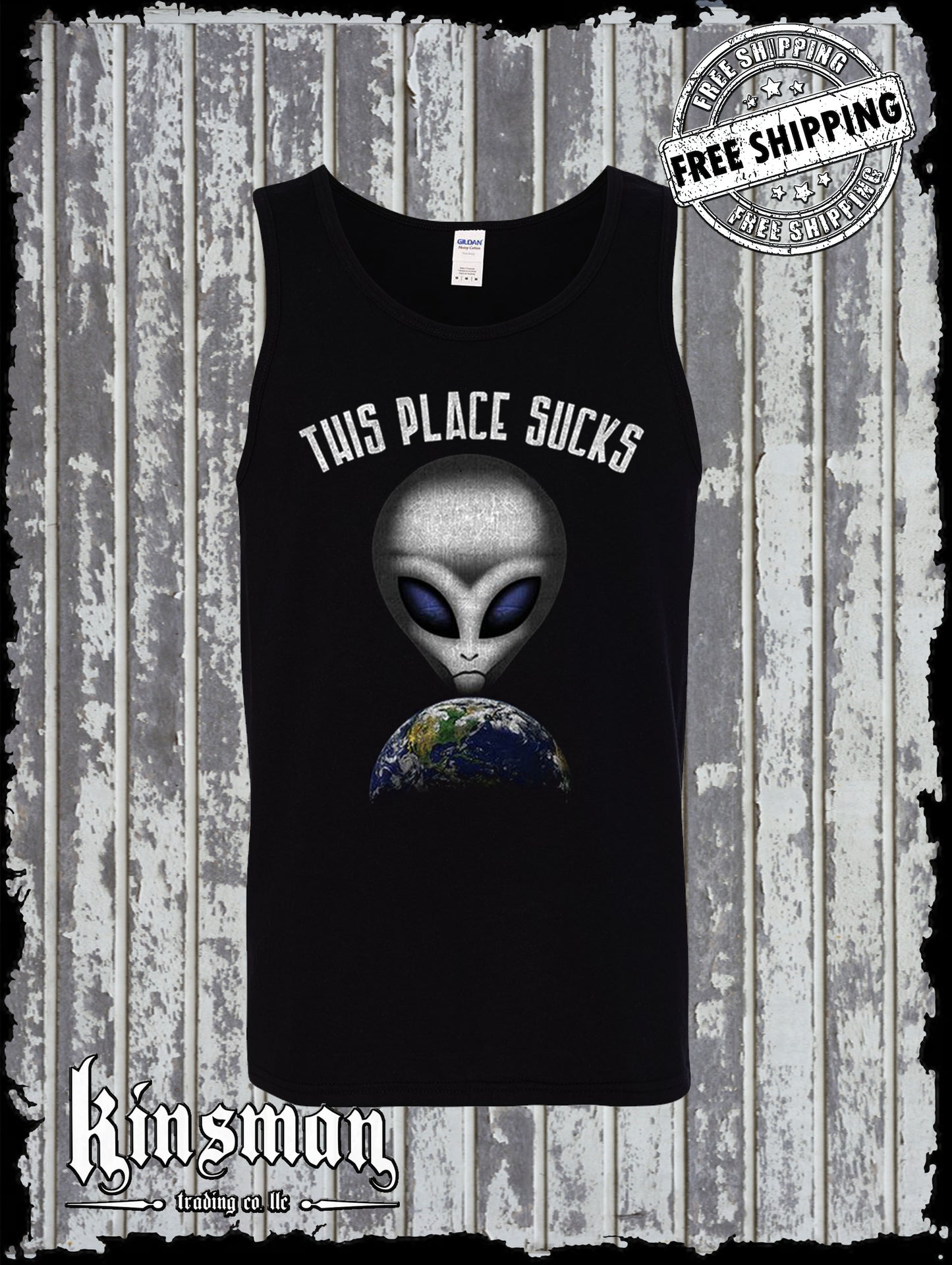 This Place Sucks Alien Tank Top T-Shirt - Funny UFO Earth Science Fiction