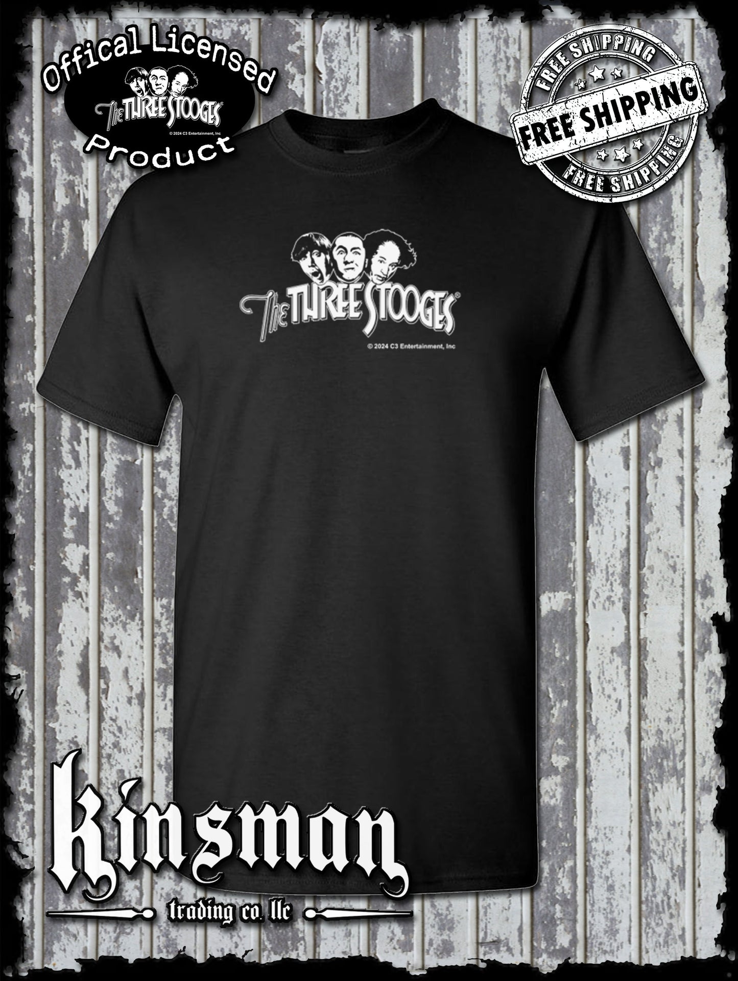 Three Stooges Classic White Logo T-Shirt