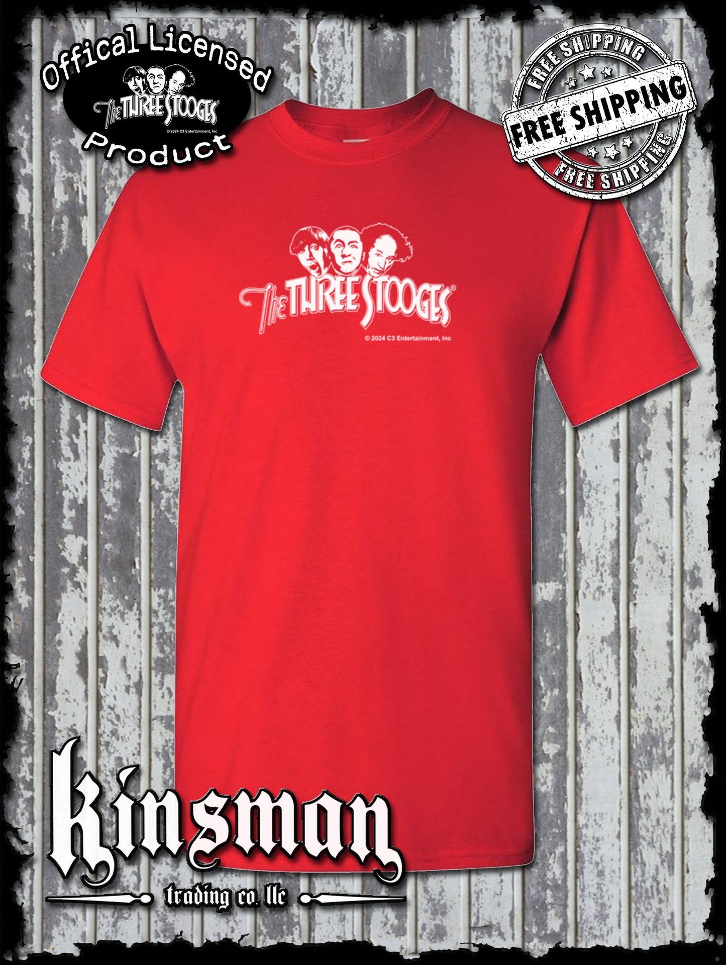 Three Stooges Classic White Logo T-Shirt