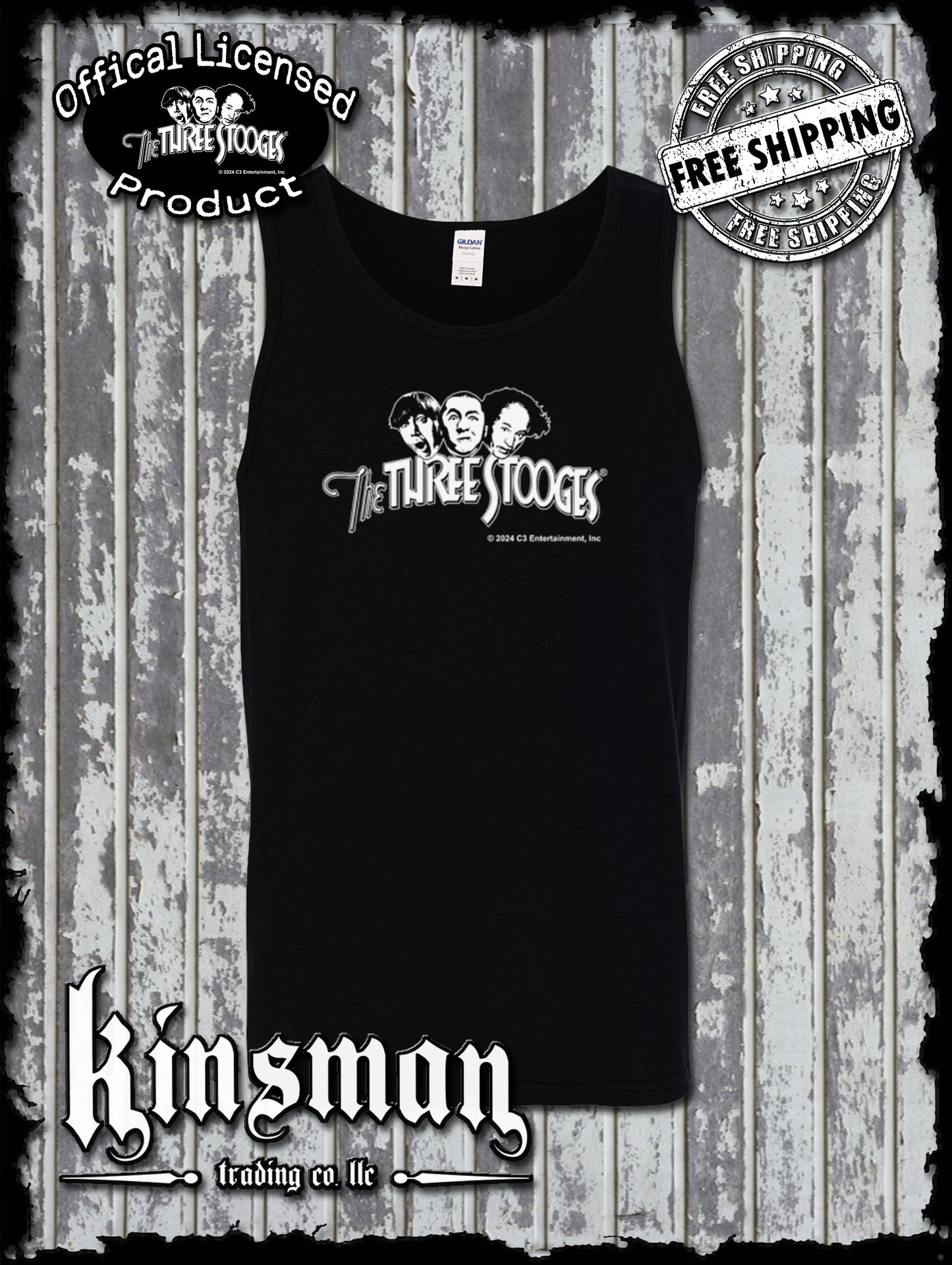 Three Stooges Classic White Logo Tank Top T-Shirt