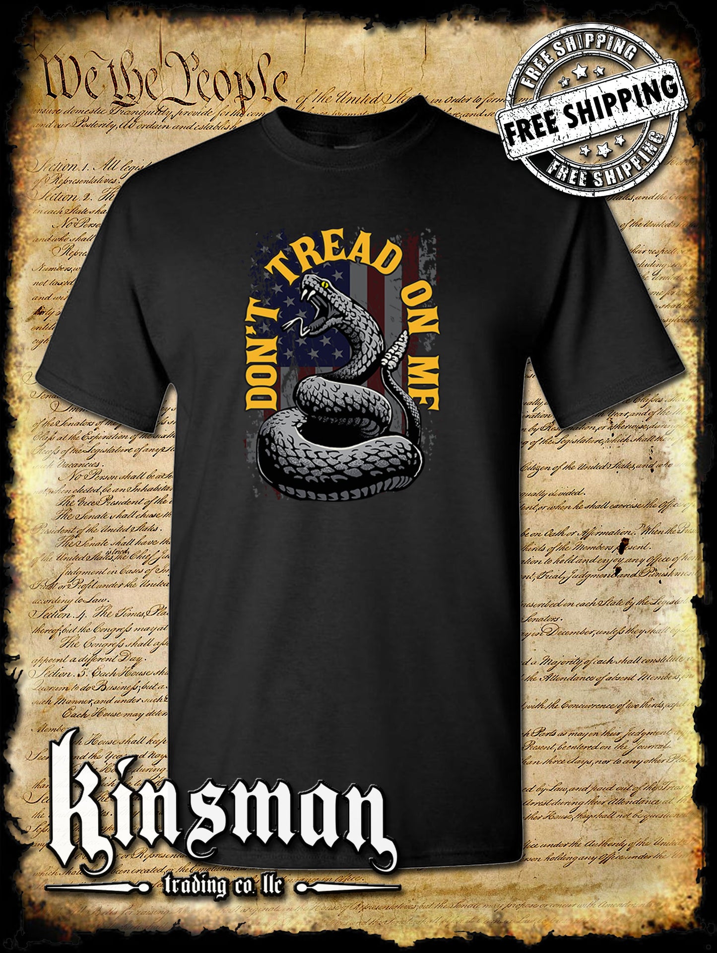 Don't Tread On Me US Flag Rattlesnake T-Shirt