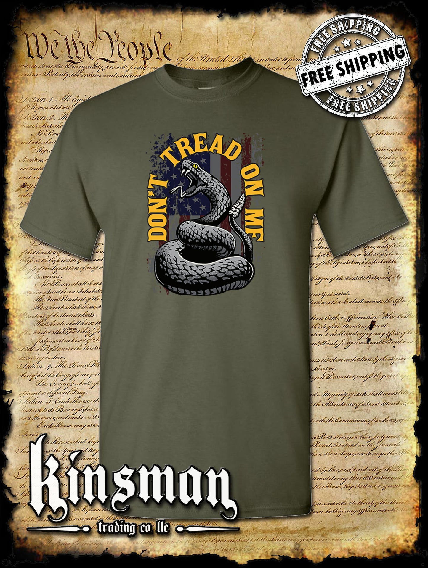 Don't Tread On Me US Flag Rattlesnake T-Shirt