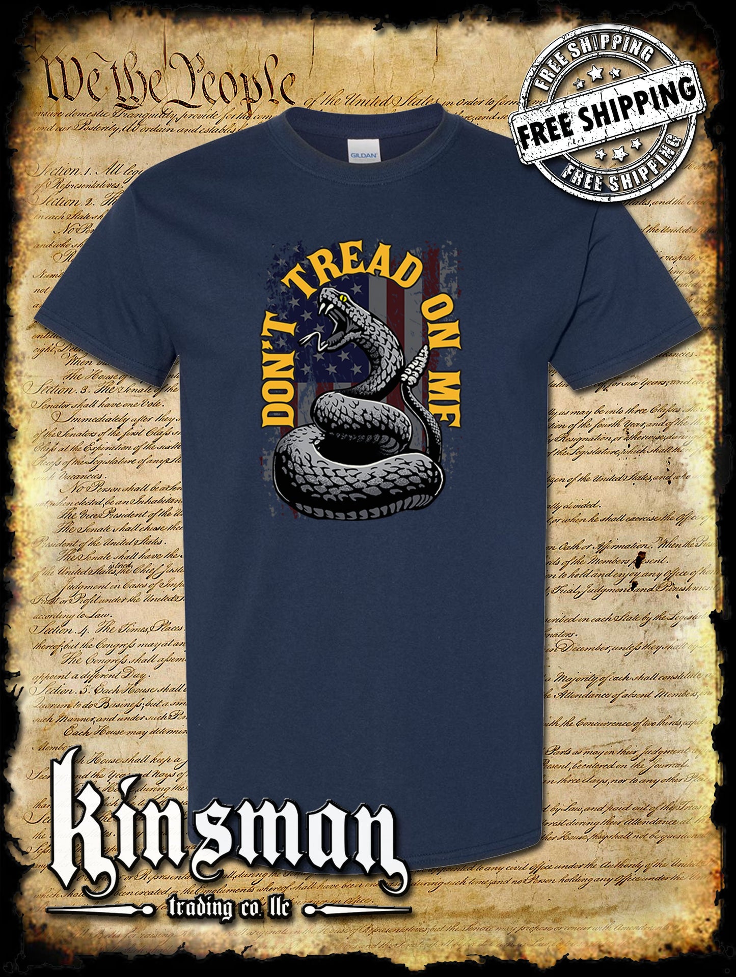 Don't Tread On Me US Flag Rattlesnake T-Shirt