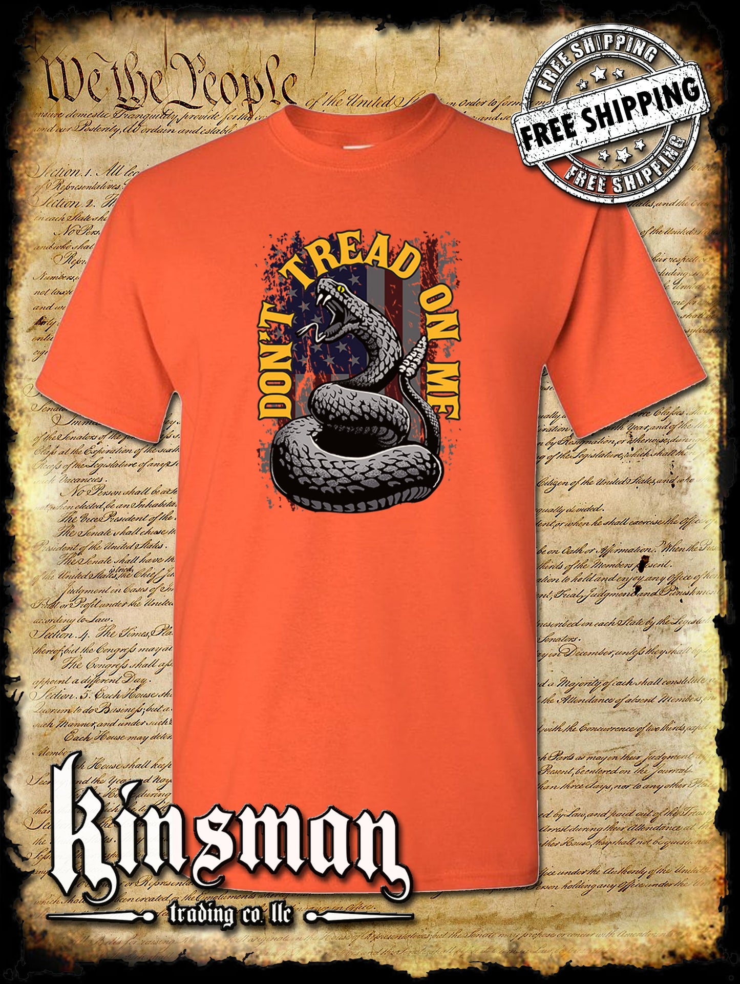 Don't Tread On Me US Flag Rattlesnake T-Shirt