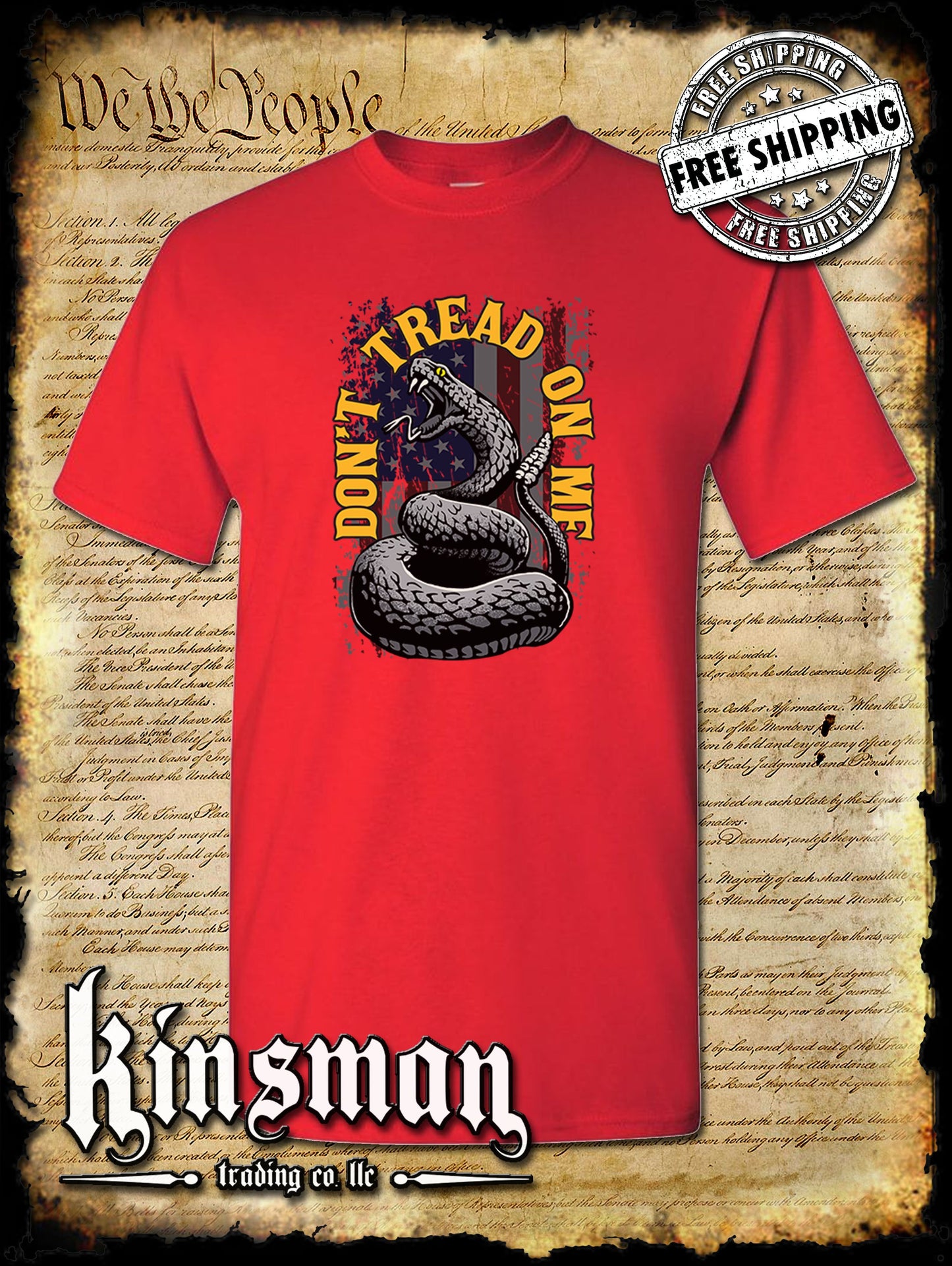 Don't Tread On Me US Flag Rattlesnake T-Shirt