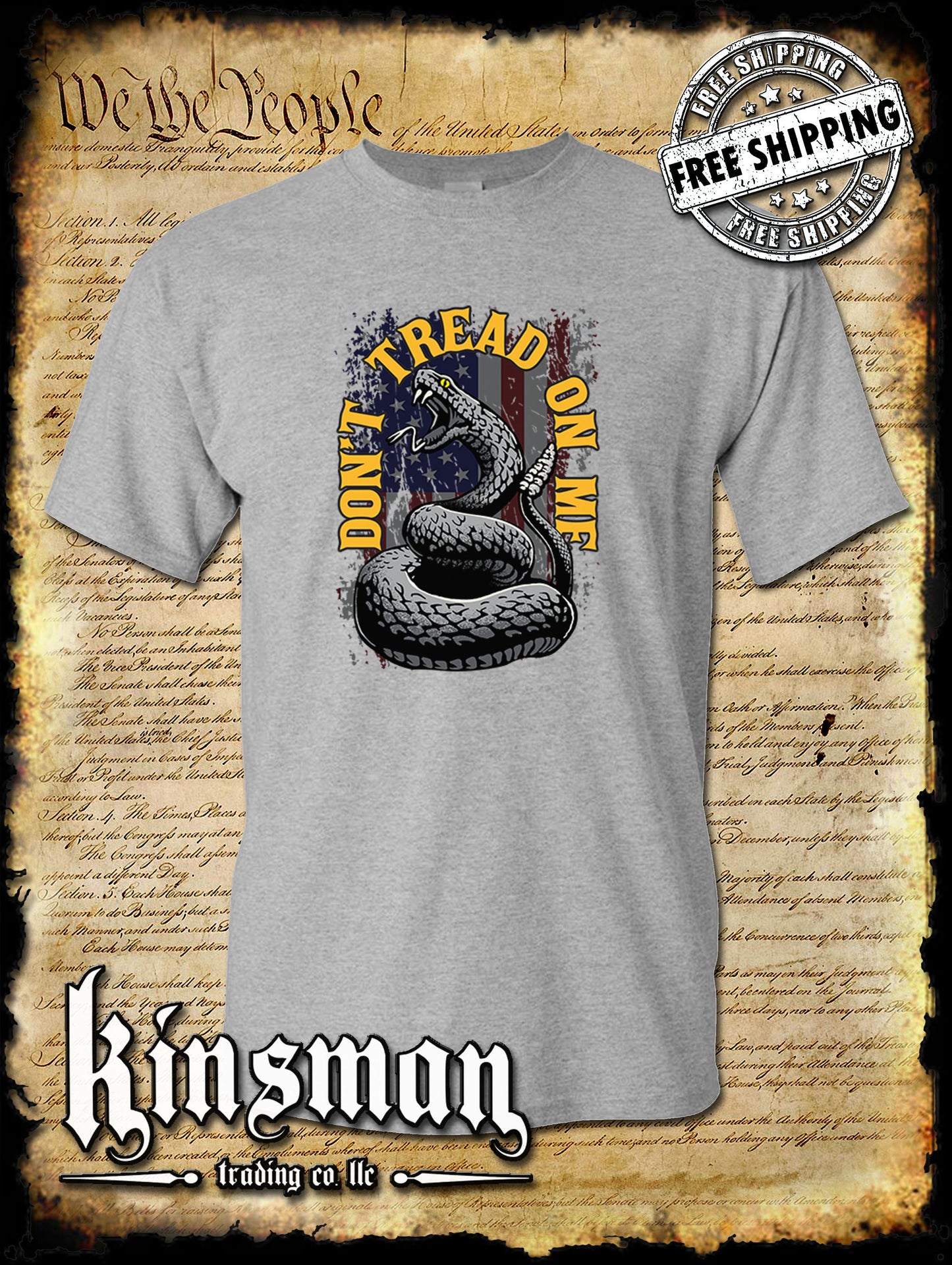 Don't Tread On Me US Flag Rattlesnake T-Shirt