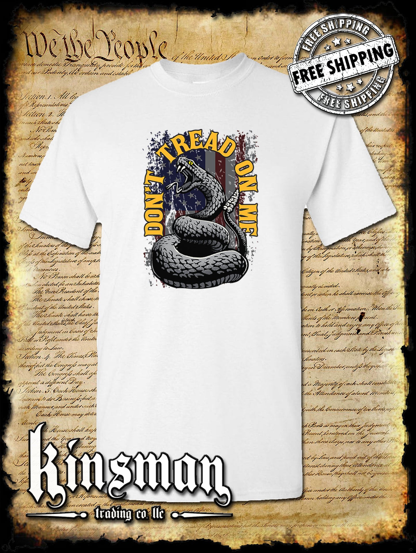 Don't Tread On Me US Flag Rattlesnake T-Shirt