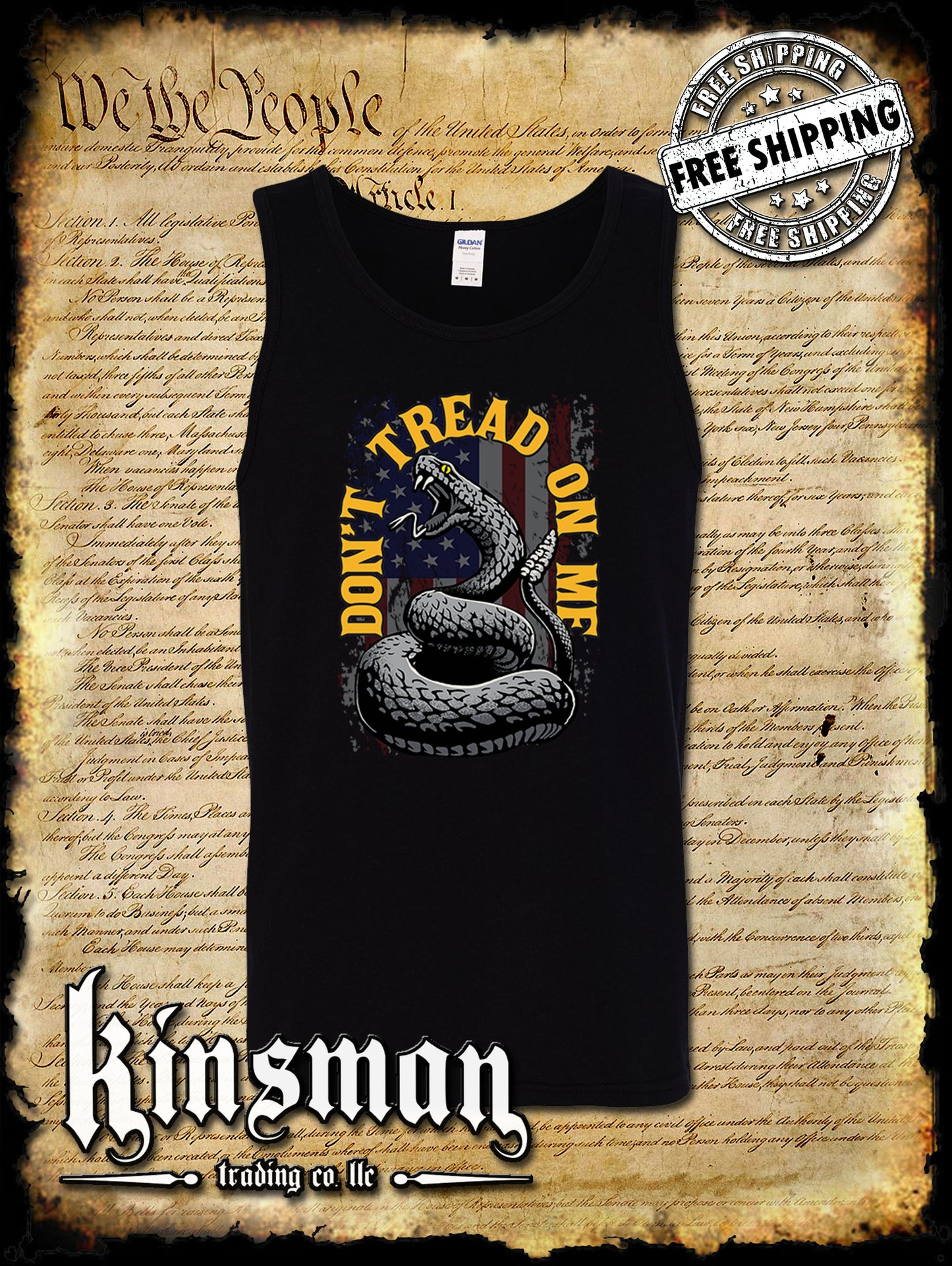 Don't Tread On Me US Flag Rattlesnake Tank Top T-Shirt