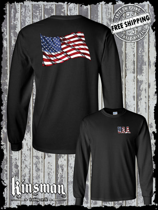 USA Flag 4th of July Long Sleeve T-Shirt United States of America Tee