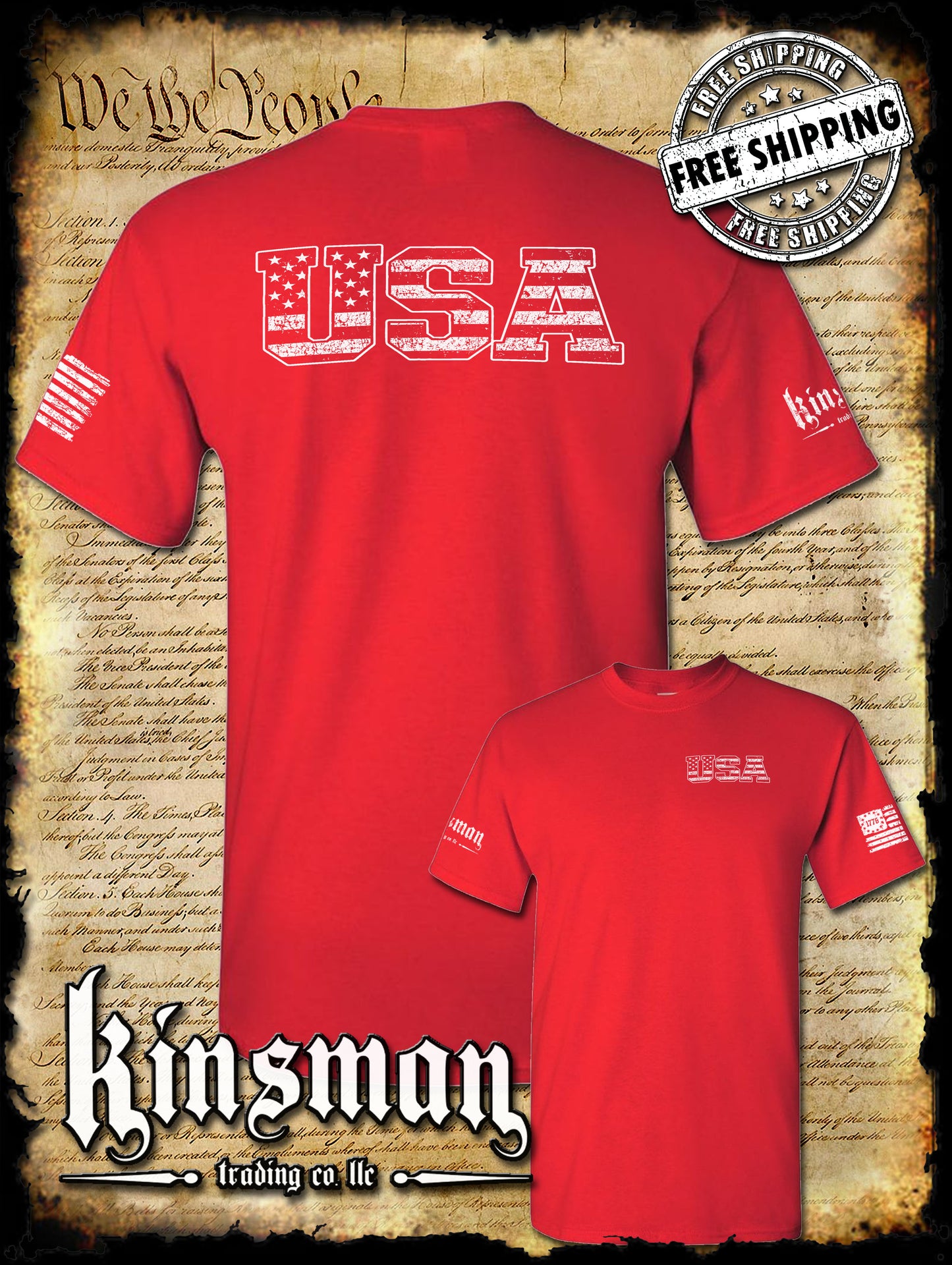 USA American Flag 2-Sided T-Shirt