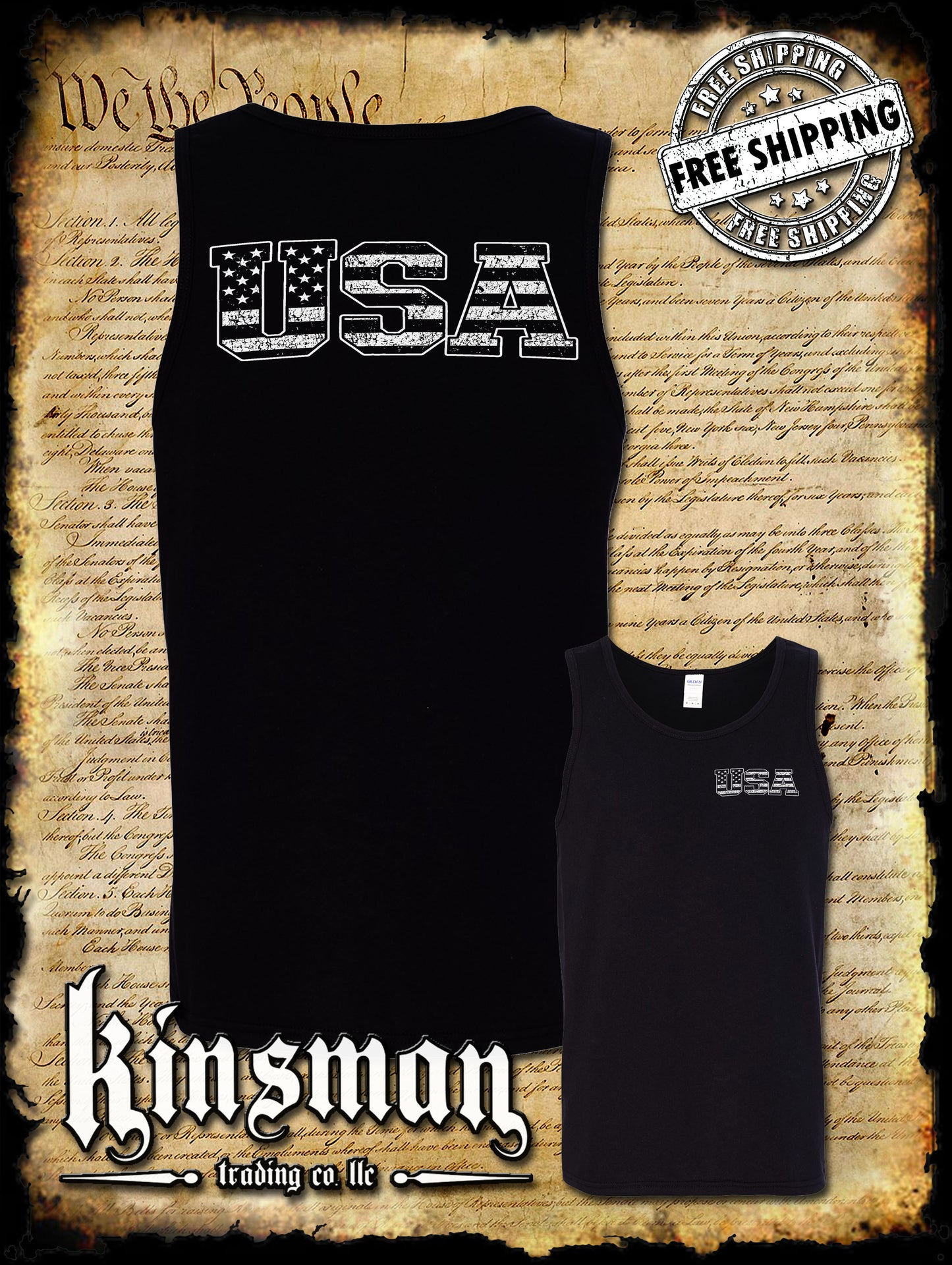 USA American Flag 2-Sided Tank Top T-Shirt
