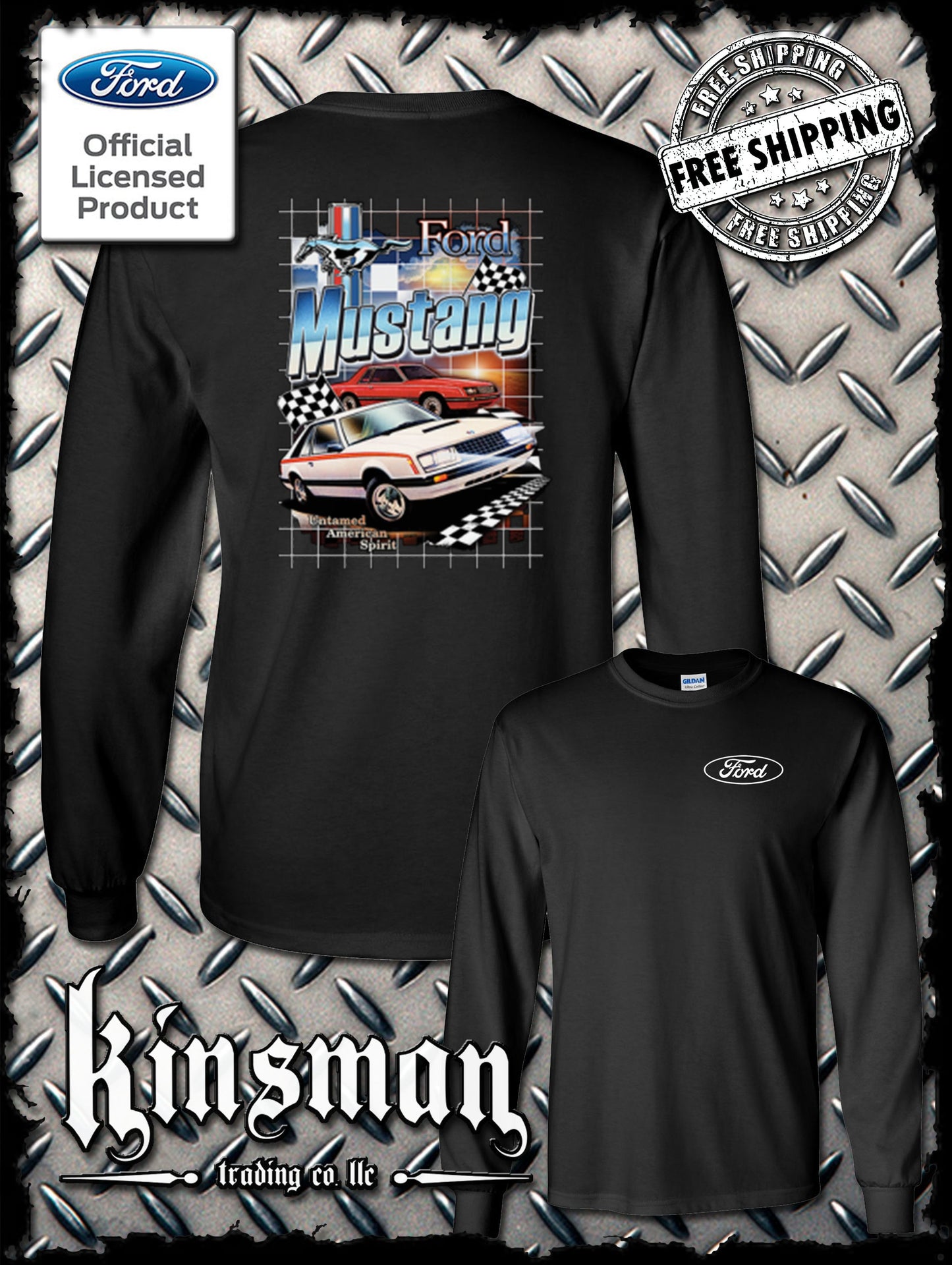 Ford Mustang Untamed American Spirit 2-Sided Long Sleeve T-Shirt