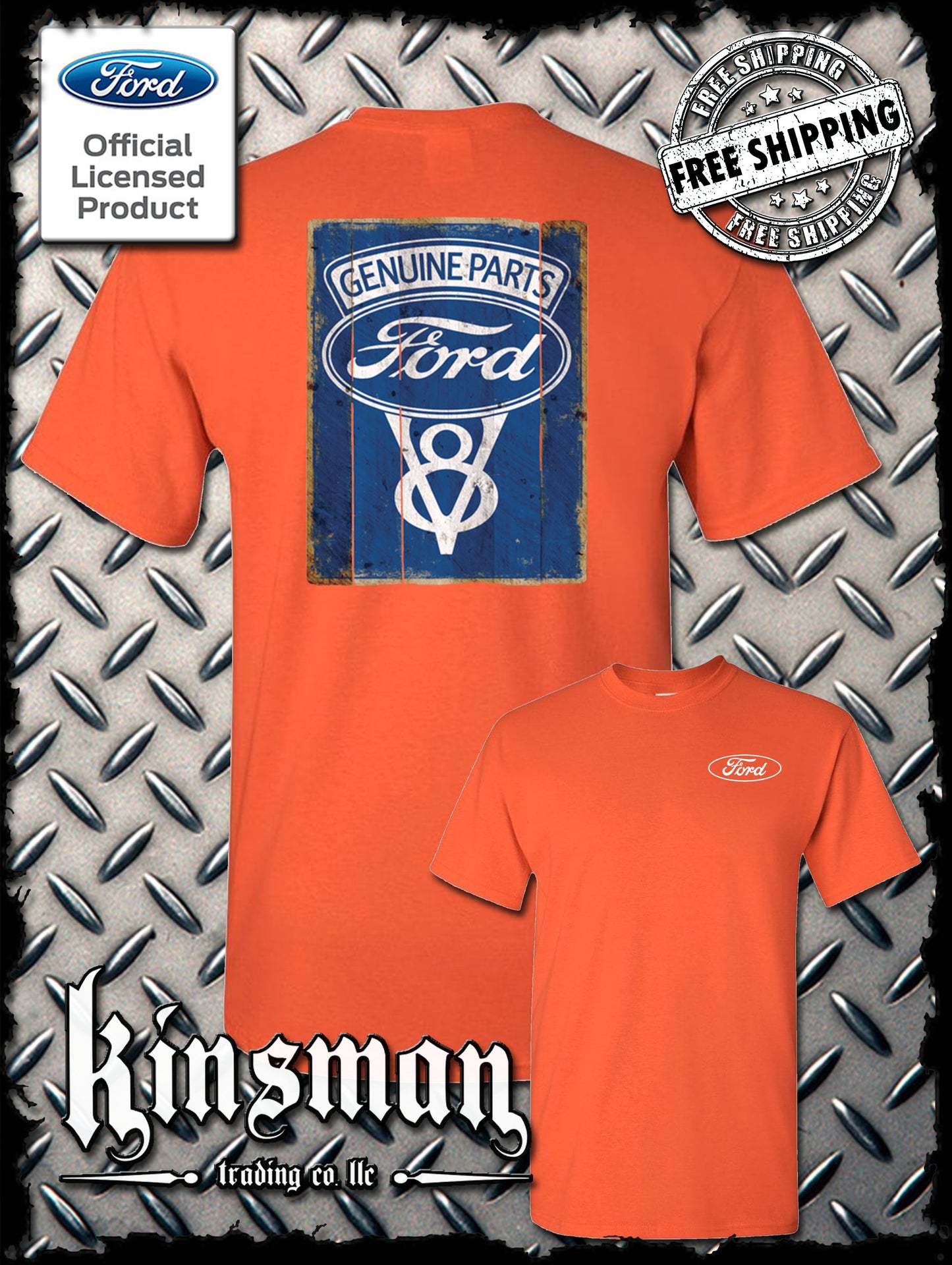 Ford Genuine Parts V8 Vintage Sign 2-Sided T-Shirt - Mustang GT500 Shelby