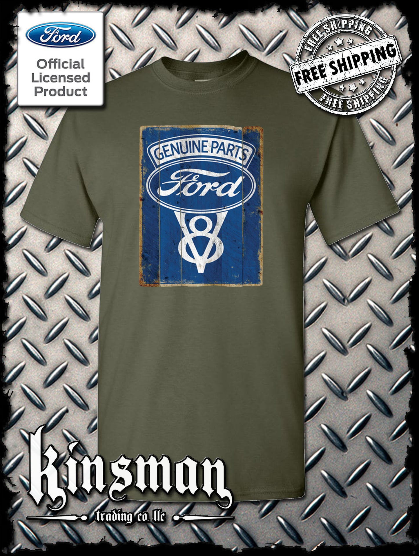 Ford Genuine Parts V8 Vintage Sign T-Shirt - Mustang GT500 Shelby