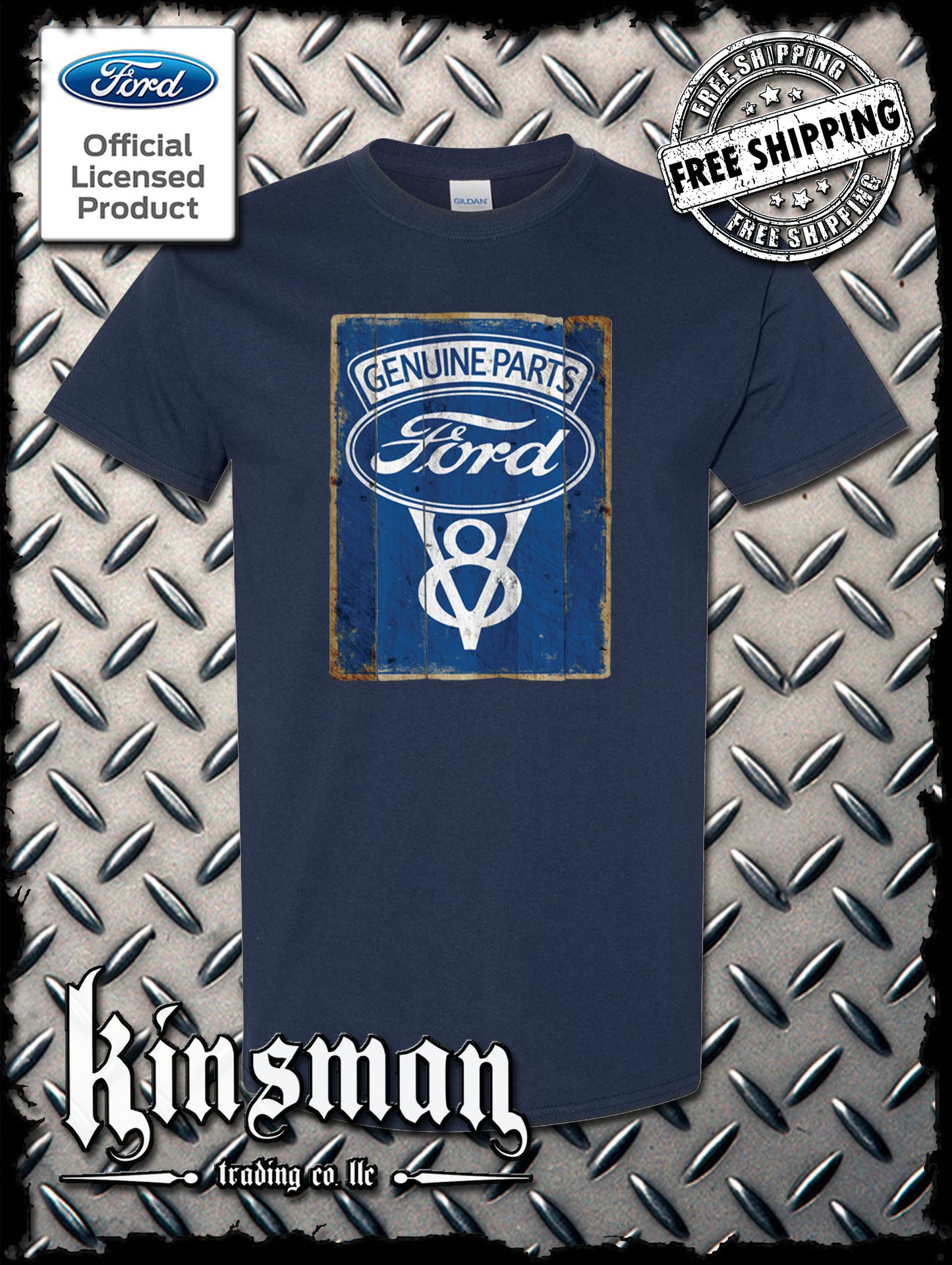 Ford Genuine Parts V8 Vintage Sign T-Shirt - Mustang GT500 Shelby