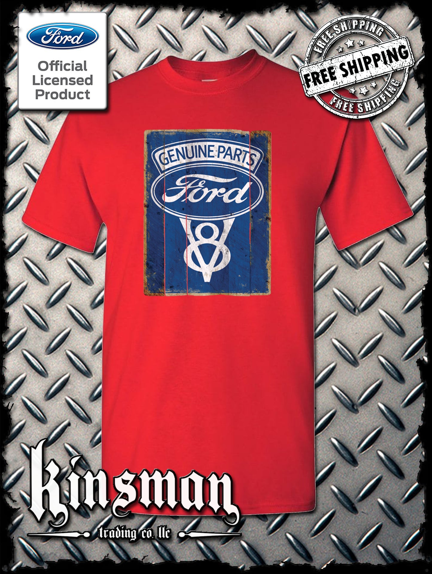 Ford Genuine Parts V8 Vintage Sign T-Shirt - Mustang GT500 Shelby