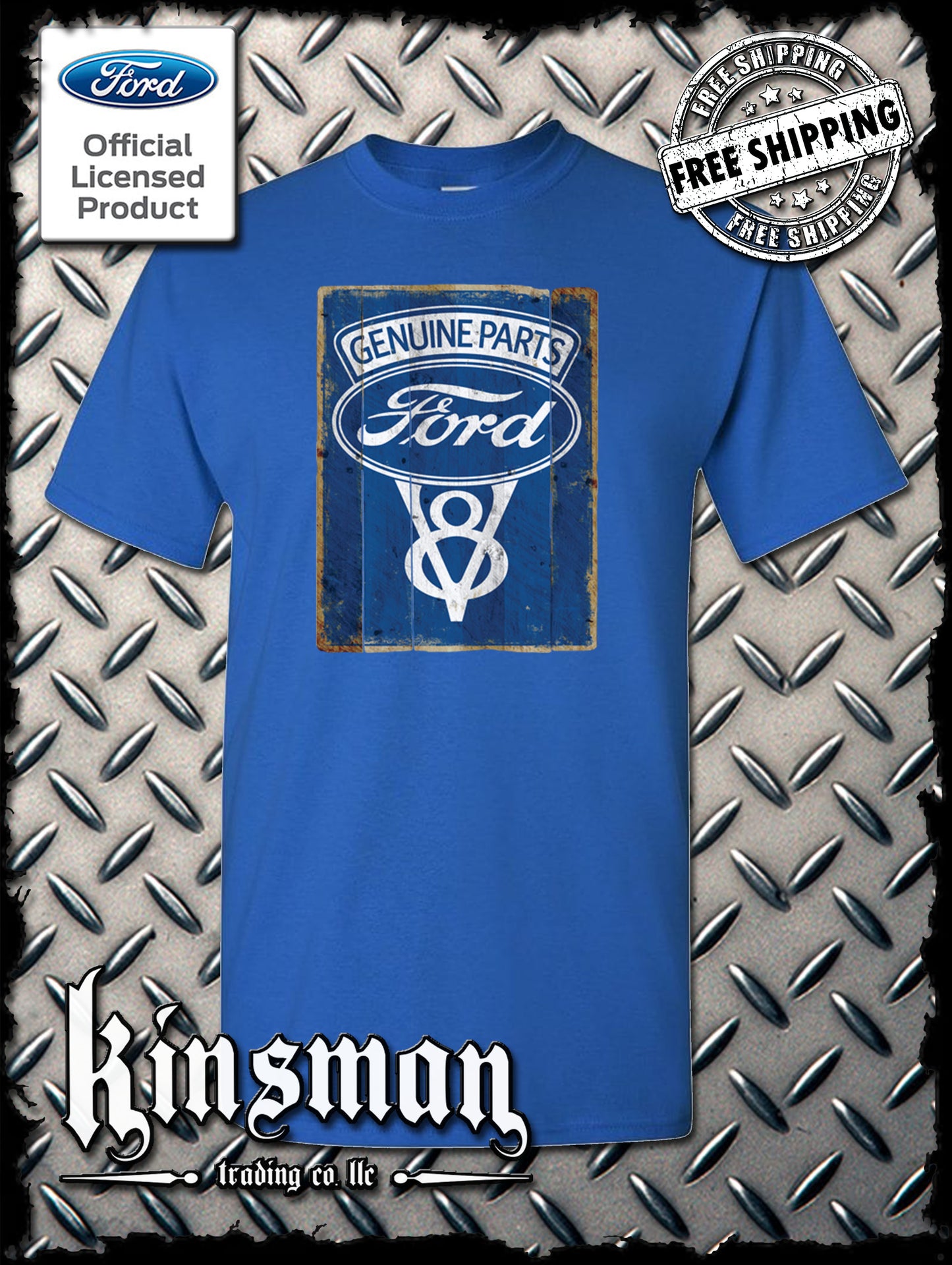 Ford Genuine Parts V8 Vintage Sign T-Shirt - Mustang GT500 Shelby