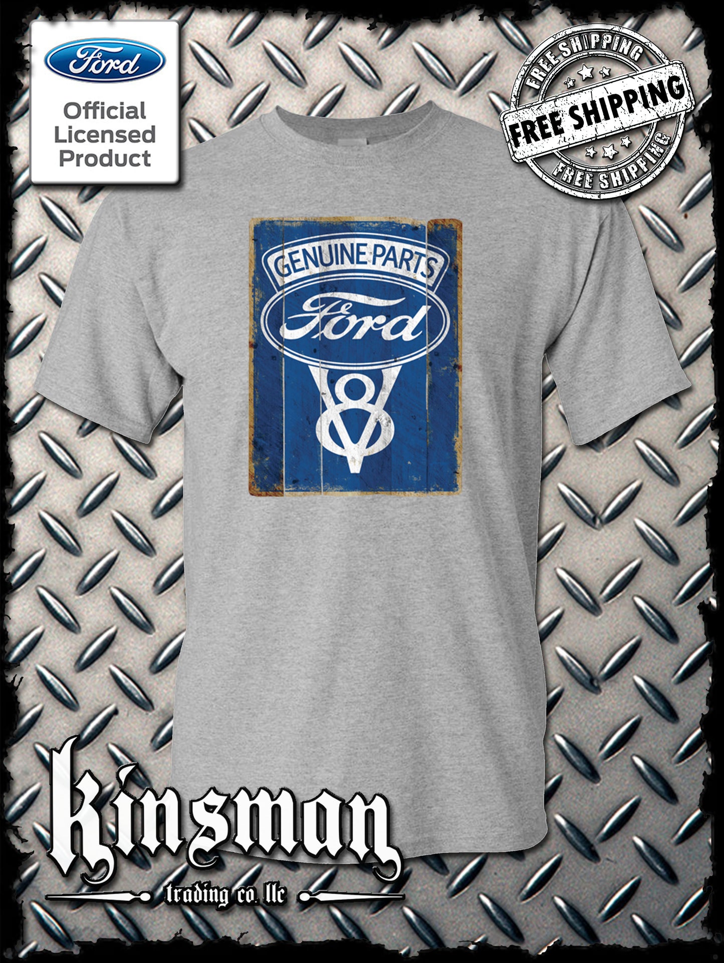 Ford Genuine Parts V8 Vintage Sign T-Shirt - Mustang GT500 Shelby