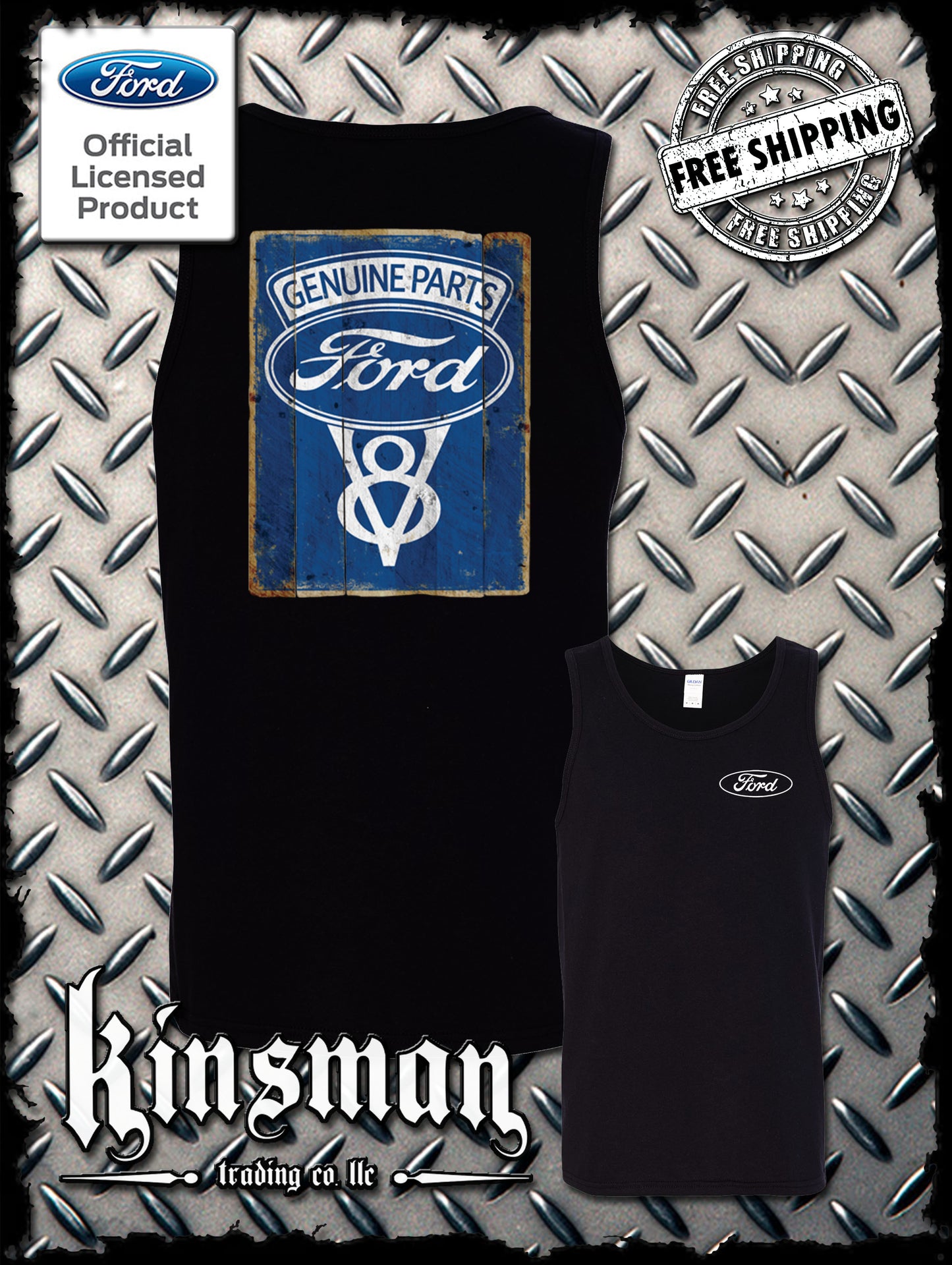 Ford Genuine Parts V8 Vintage Sign 2-Sided Tank Top T-Shirt - Mustang GT500 Shelby