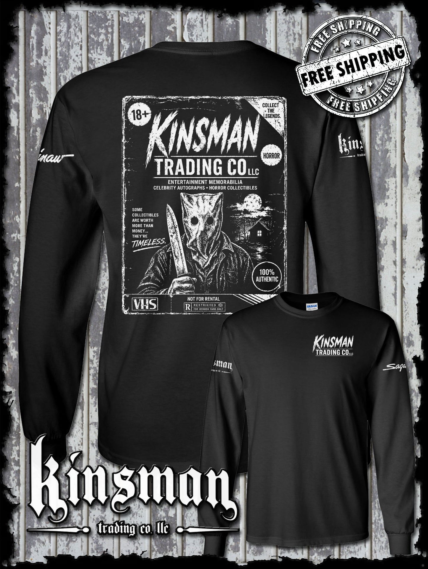 Kinsman Trading Co. LLC VHS Horror Long Sleeve T-Shirt