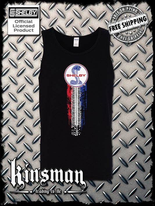 Carroll Shelby Vertical Cobra Red White Blue Logo Tank Top T-Shirt