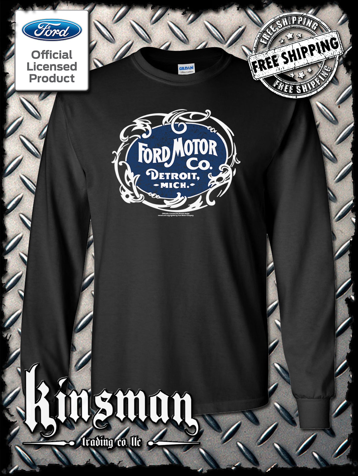 Ford Motor Co Detroit MI Vintage Logo Long Sleeve T-Shirt