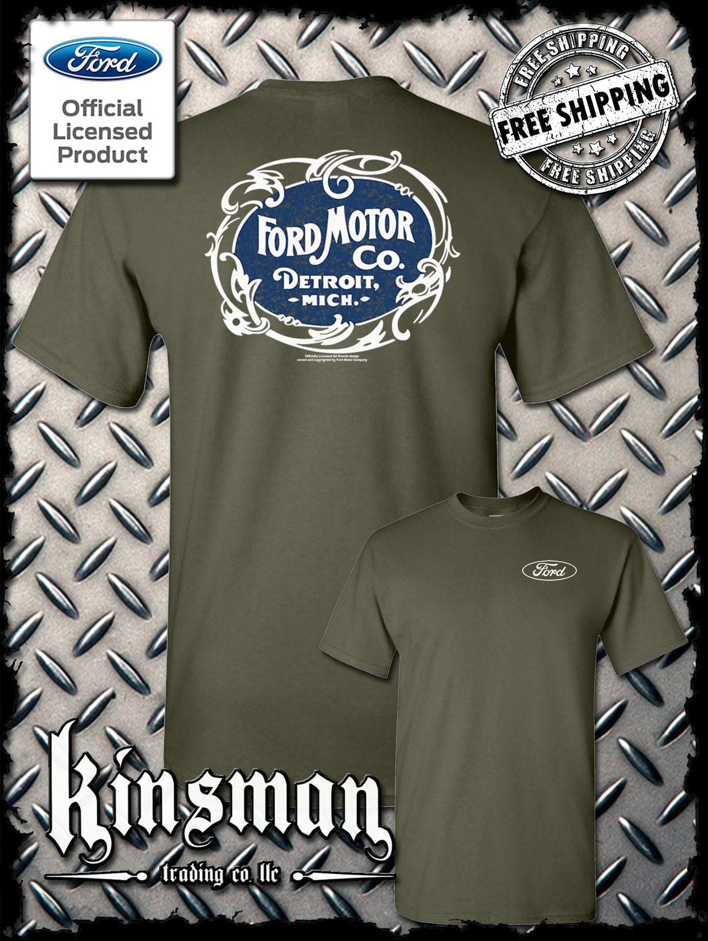 Ford Motor Co Detroit MI Vintage Logo 2-Sided T-Shirt