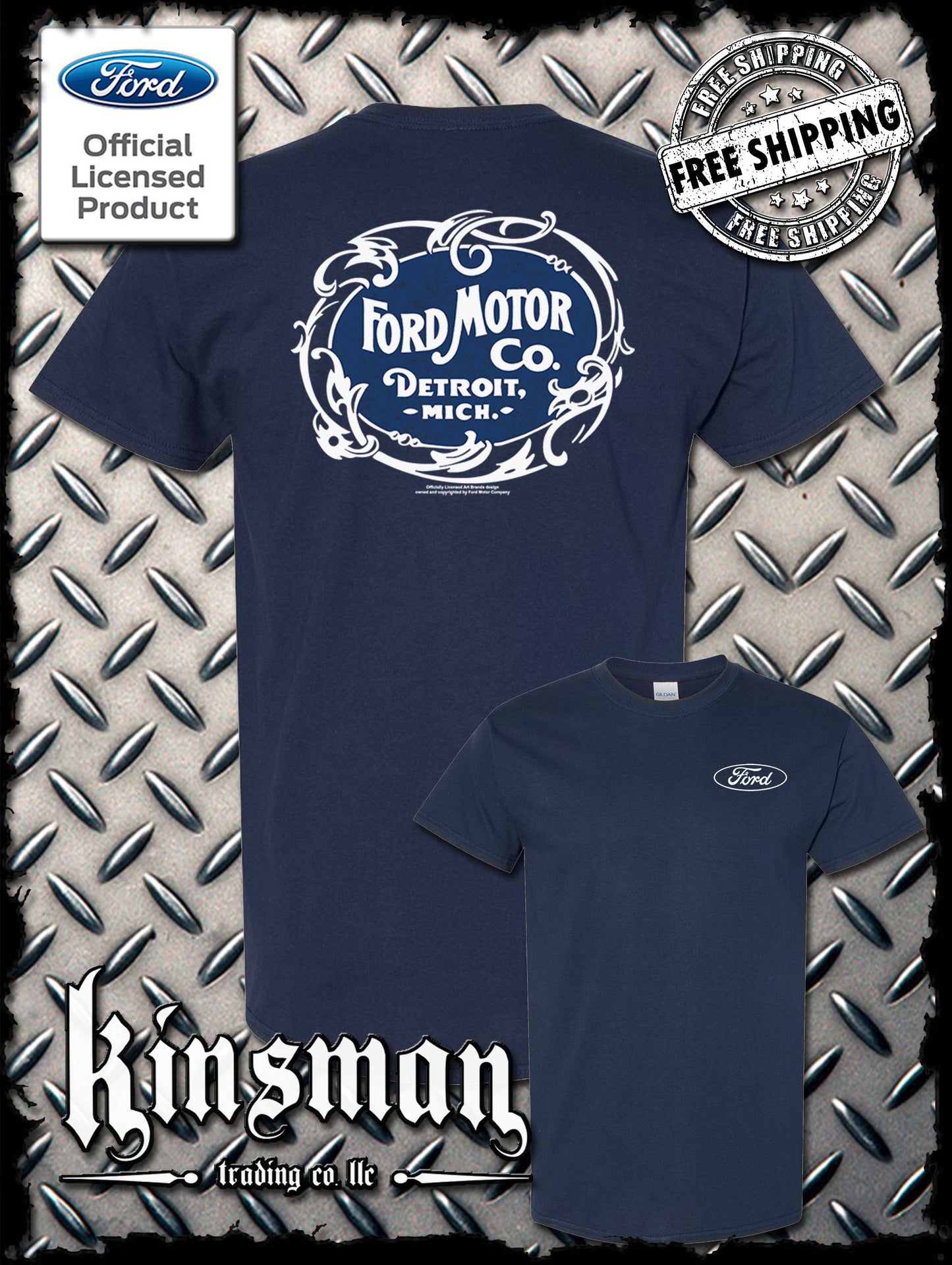 Ford Motor Co Detroit MI Vintage Logo 2-Sided T-Shirt