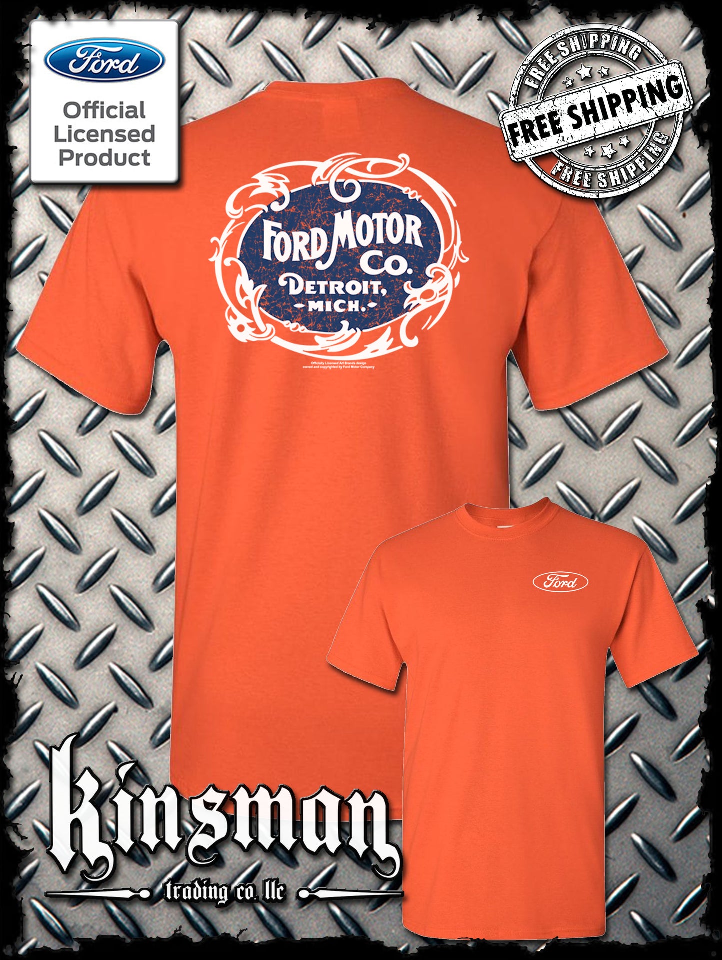 Ford Motor Co Detroit MI Vintage Logo 2-Sided T-Shirt