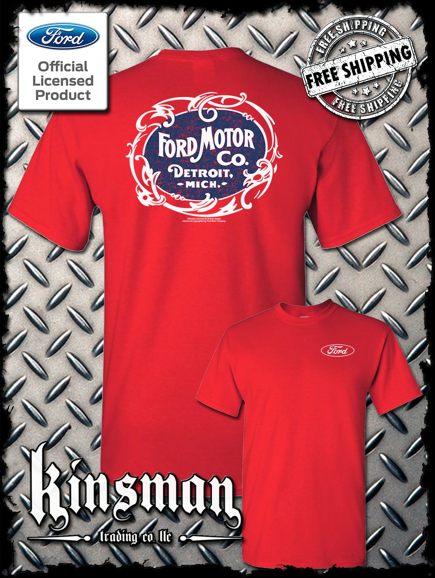 Ford Motor Co Detroit MI Vintage Logo 2-Sided T-Shirt