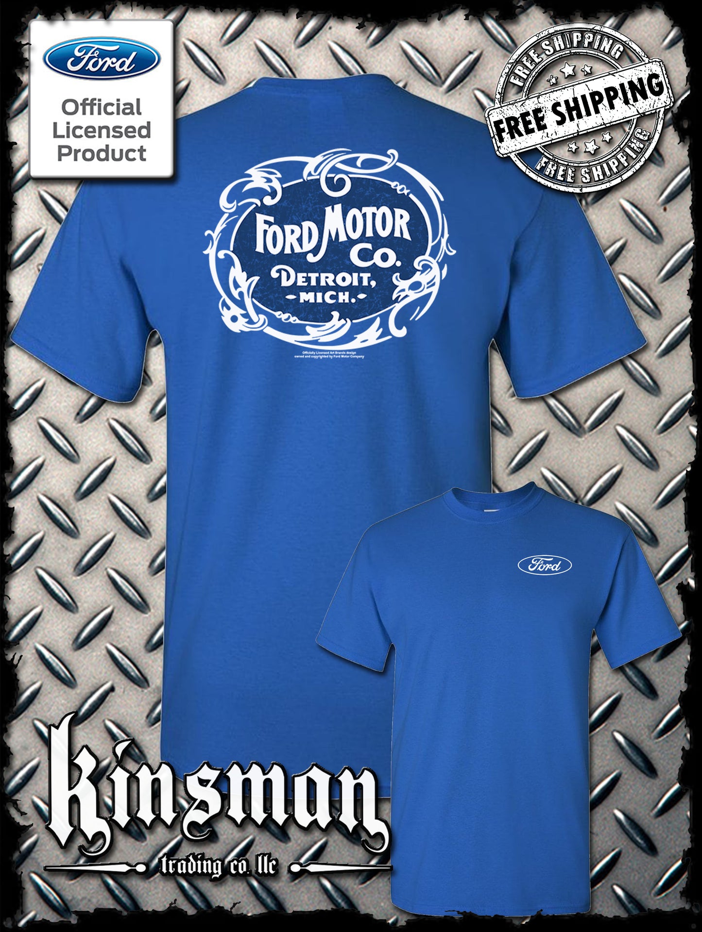 Ford Motor Co Detroit MI Vintage Logo 2-Sided T-Shirt