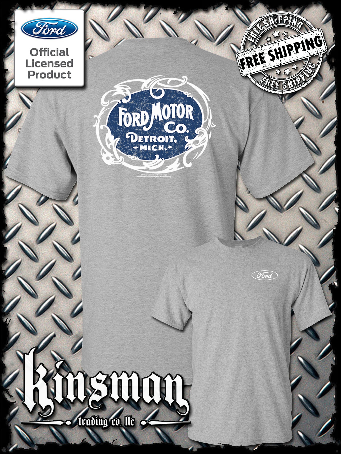 Ford Motor Co Detroit MI Vintage Logo 2-Sided T-Shirt