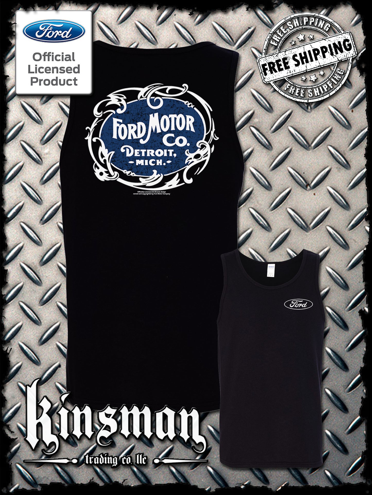 Ford Motor Co Detroit MI Vintage Logo 2-Sided Tank Top T-Shirt