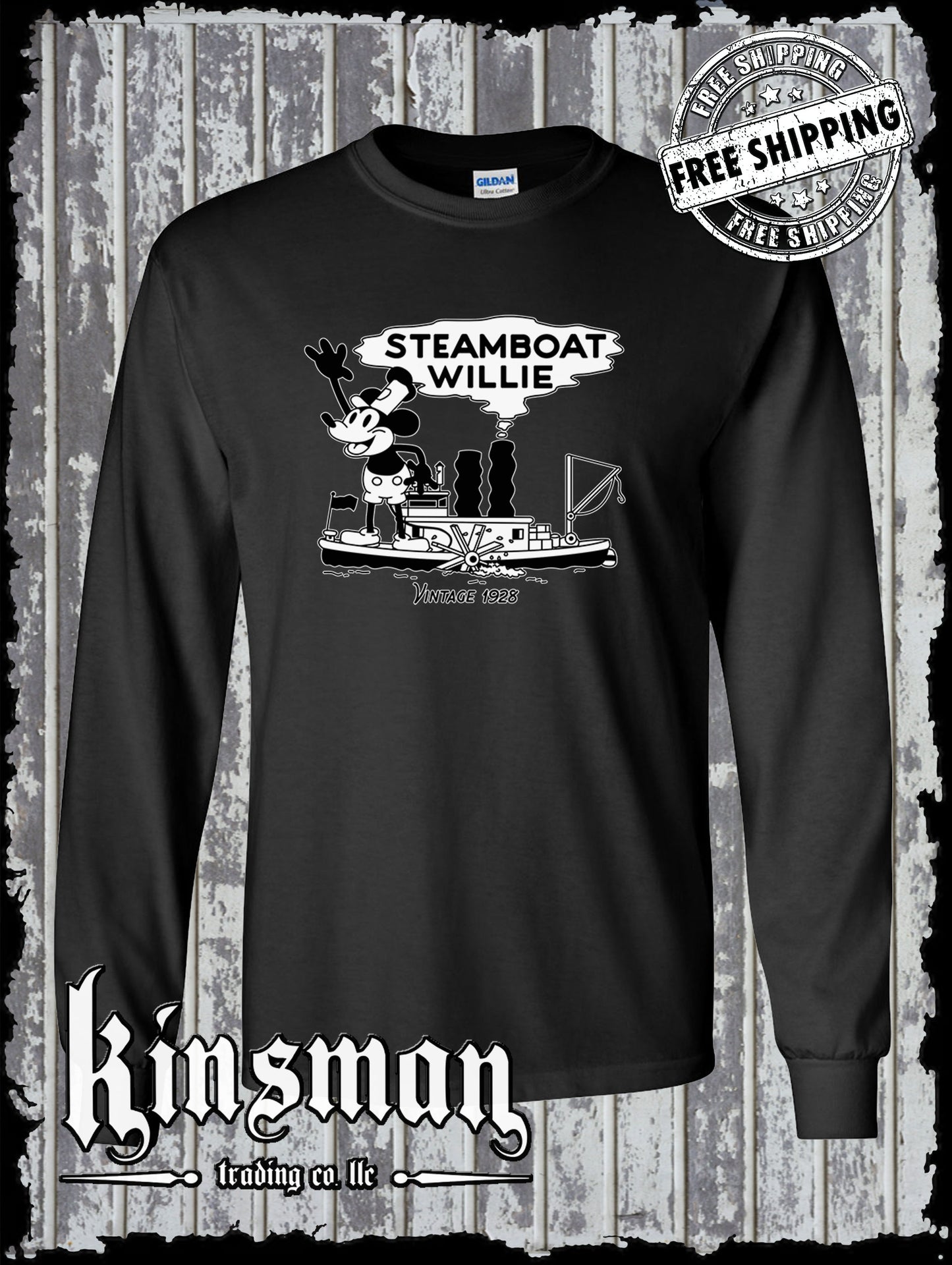 Steamboat Willie Vintage 1928 Long Sleeve T Shirt / Cartoon Mouse