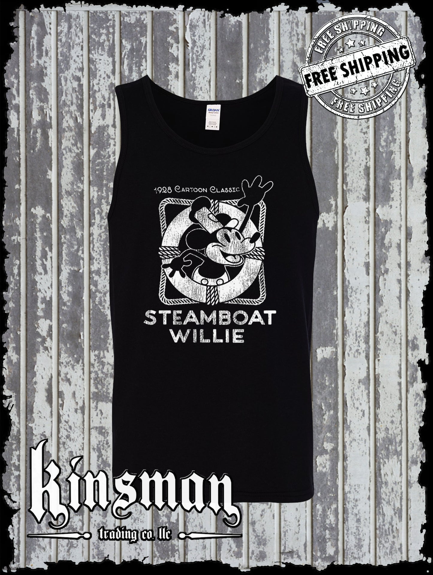 Steamboat Willie Vintage Life Preserver Tank Top T Shirt / Cartoon Mouse