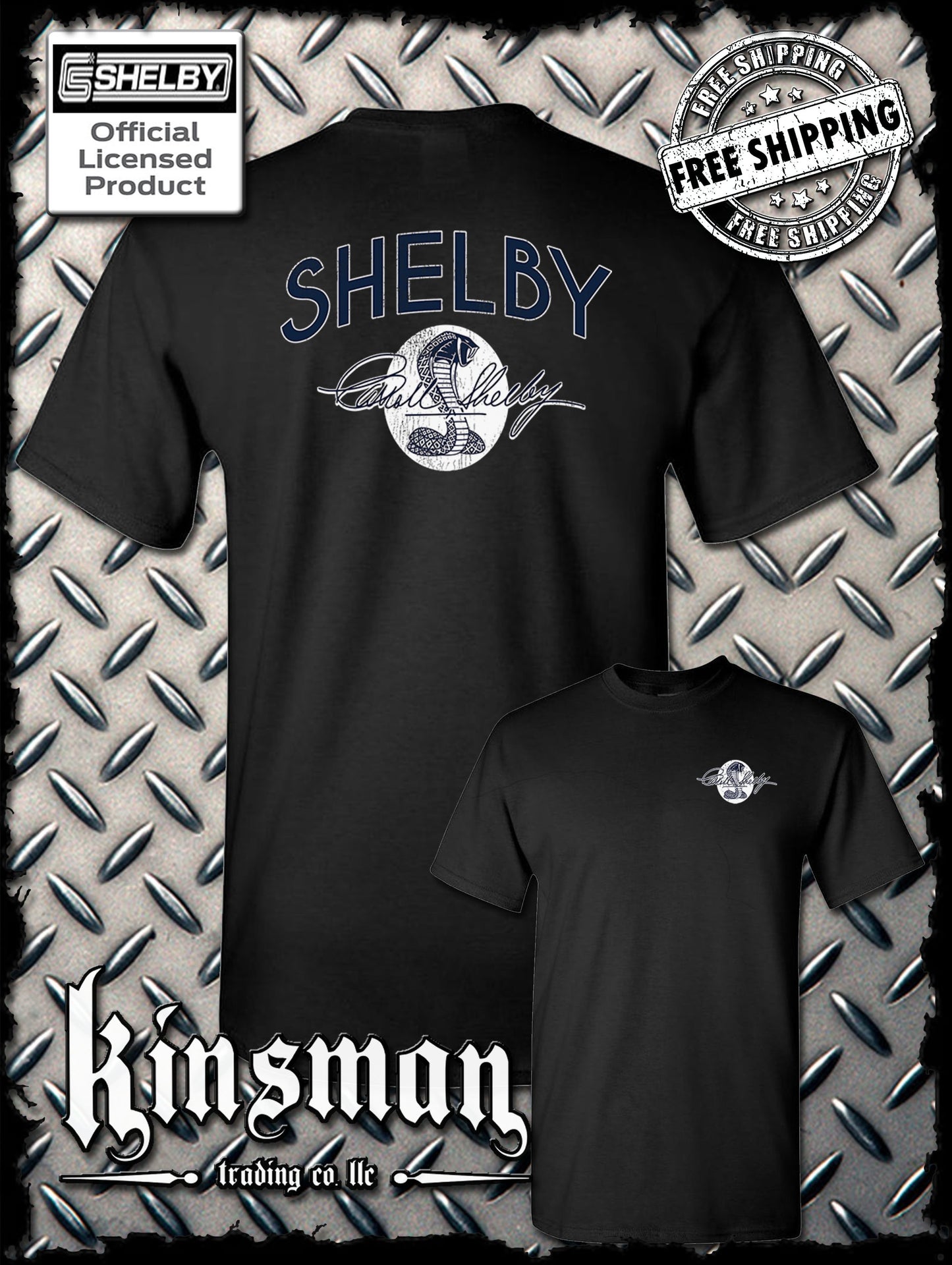 Carroll Shelby Vintage Cobra Logo 2-Sided T-Shirt